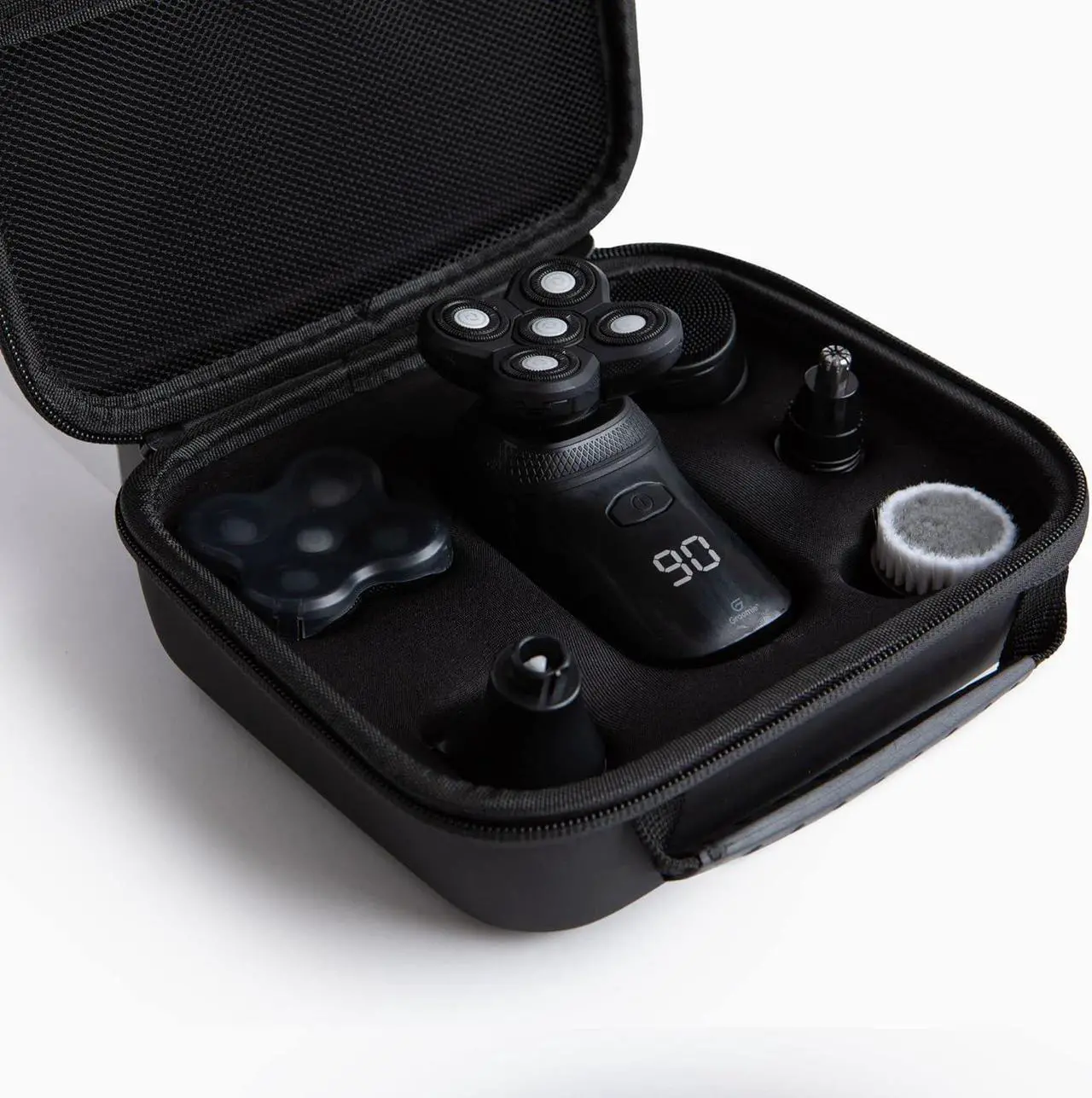 Alt view image 4 of 7 - Groomie BaldiePro Travel Case (Black)  Shaving Kit Travel Organizer For Men  Sleek Portable Hard Case for Carrying On the Go  Electric Head Shaver Grooming Accessories Case for Men