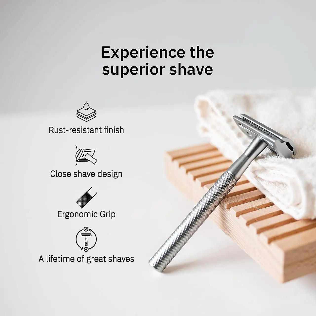 Alt view image 5 of 7 - BOVEM Align Razor  Premium Single Blade Razors For Men, Double Edge Razor Blade, Safety Razor for Face and Beard, Shaving Razors for Men with Razor Stand and 5 Blade Refill (Classic Silver)