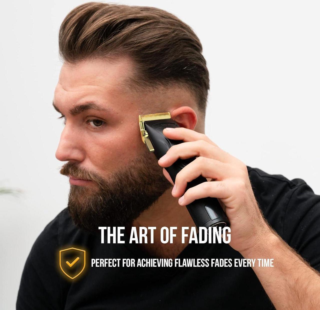 Alt view image 7 of 7 - Novah® Professional Hair Clippers for Men, Professional Barber Clippers and Trimmer Set, Mens Cordless Hair Clippers for Barbers Haircut Fading Kit Fade - Gold