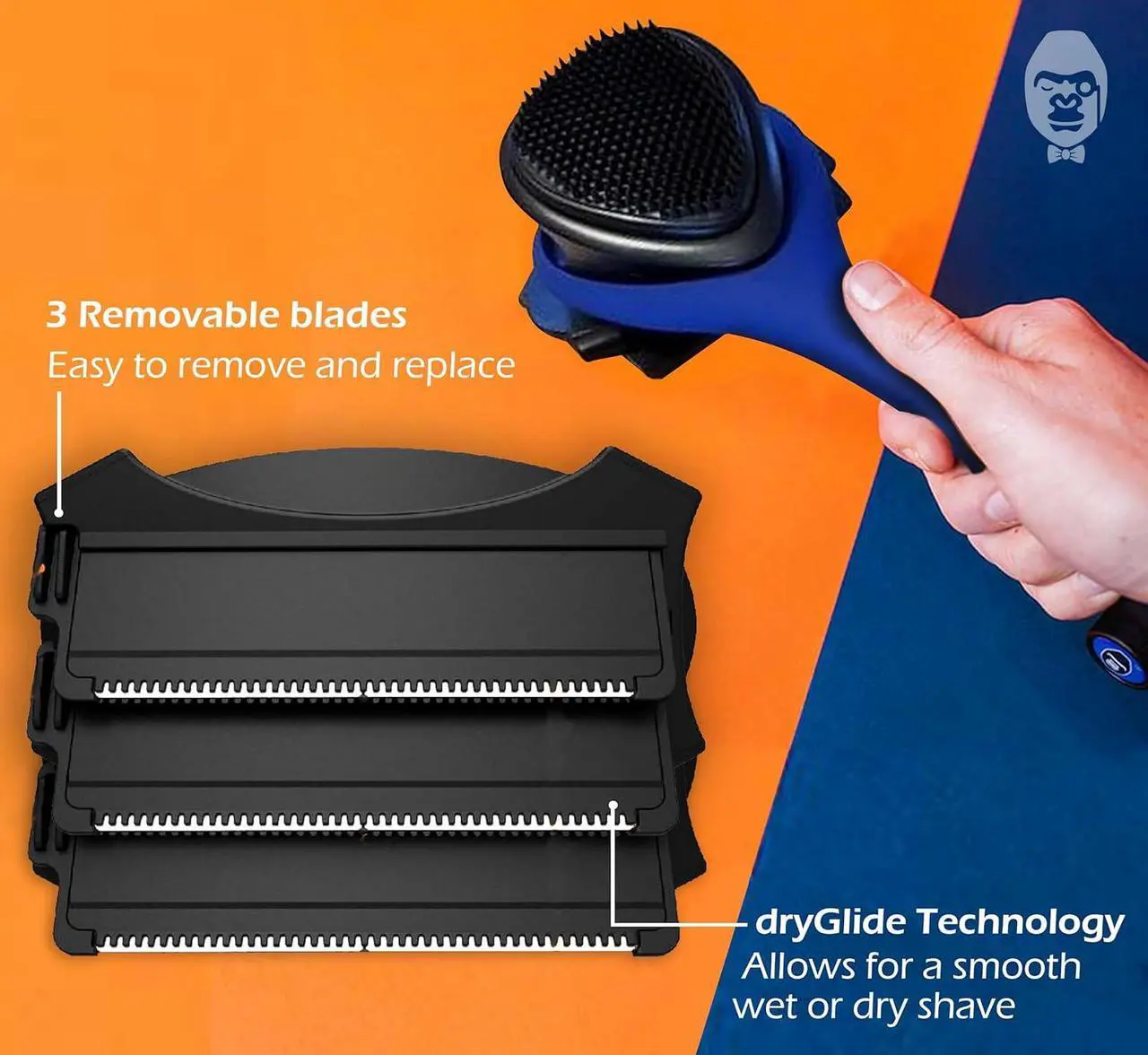 Alt view image 4 of 7 - BAKblade 2.0/ELITE PLUS - Back Hair Removal and Body Shaver (DIY), Easy to Use Ergonomic Handle for a Close, Pain-Free Shave, 3 of the Wet or Dry Disposable Razor Blades, Scrubbing Sleeve Included
