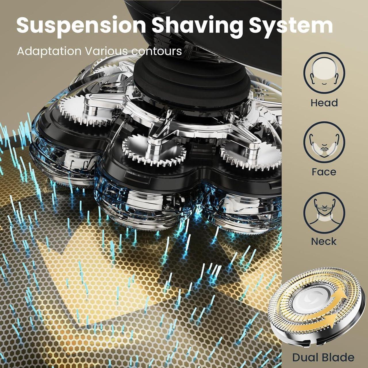 Alt view image 4 of 7 - 7D Head Shavers for Bald Men, SHPAVVER Detachable Head Shaver LED Display Dry/Wet Bald Head Shavers for Men, IPX7 Waterproof Head Shavers for Men with Type-C Charge