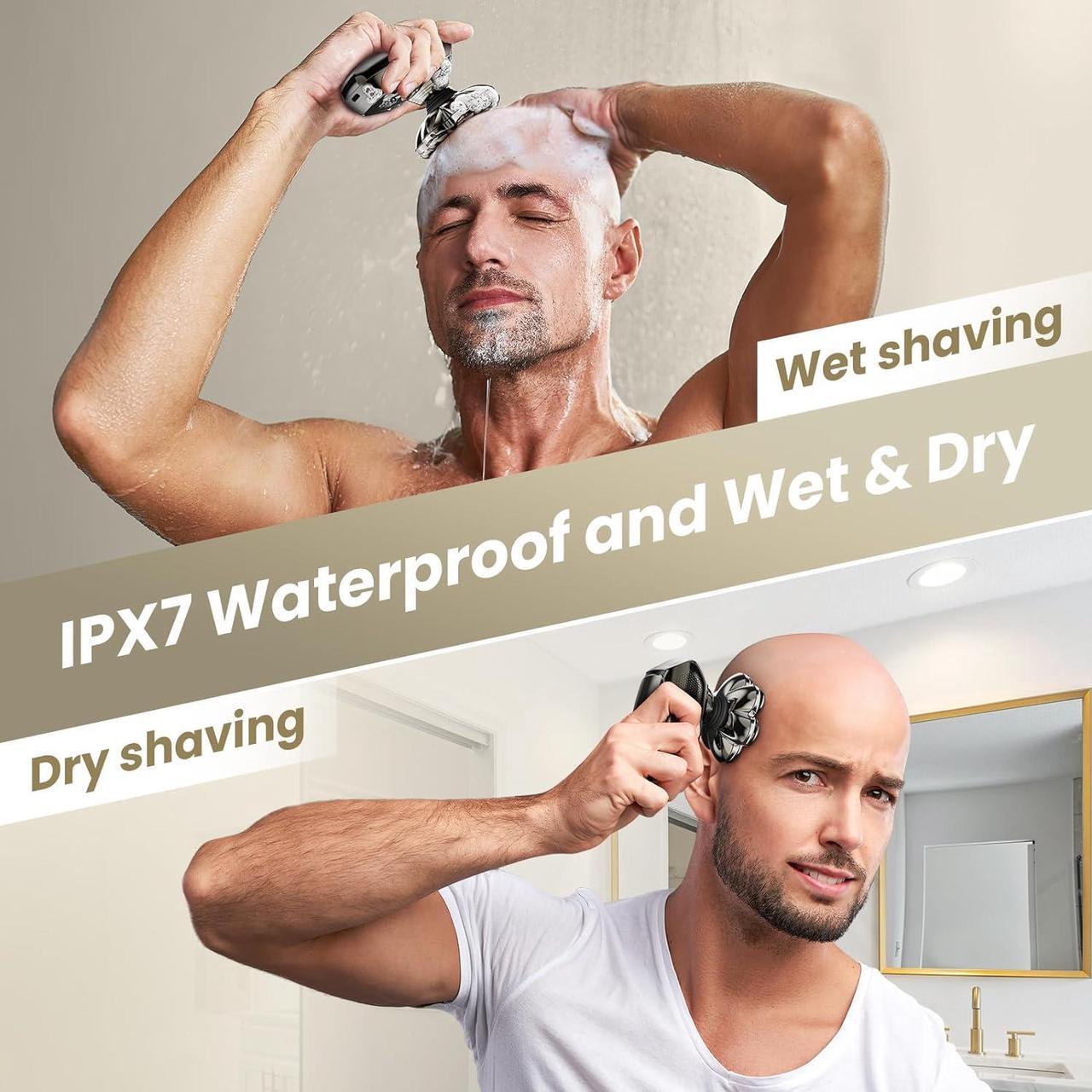 Alt view image 5 of 7 - 7D Head Shavers for Bald Men, SHPAVVER Detachable Head Shaver LED Display Dry/Wet Bald Head Shavers for Men, IPX7 Waterproof Head Shavers for Men with Type-C Charge