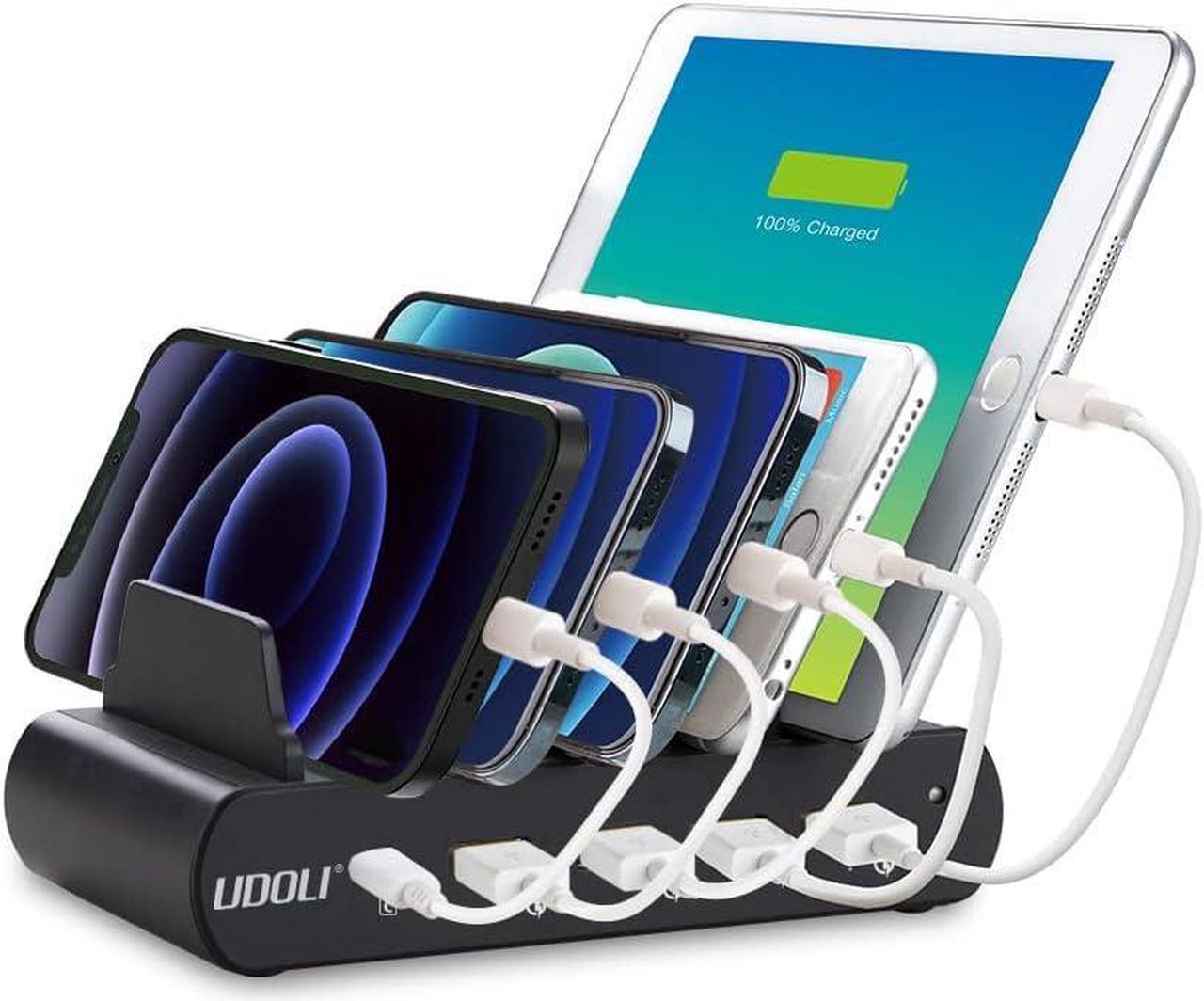 Main image of 110W 5 Ports Fast Charging Station for Multiple Devices 100W Stand Organizer USB Type C Laptop Charger for Apple MacBook Pro Air, Compatible with iPad iPhone & Android Phone Tablet, Black