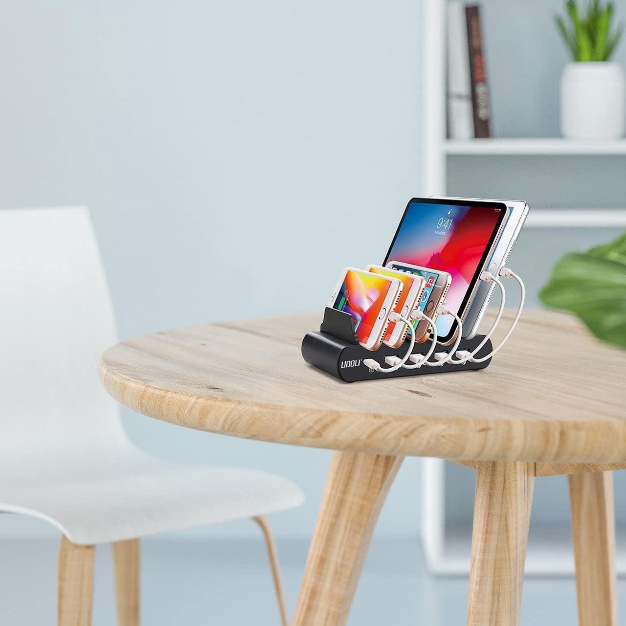Alt view image 7 of 7 - 110W 5 Ports Fast Charging Station for Multiple Devices 100W Stand Organizer USB Type C Laptop Charger for Apple MacBook Pro Air, Compatible with iPad iPhone & Android Phone Tablet, Black