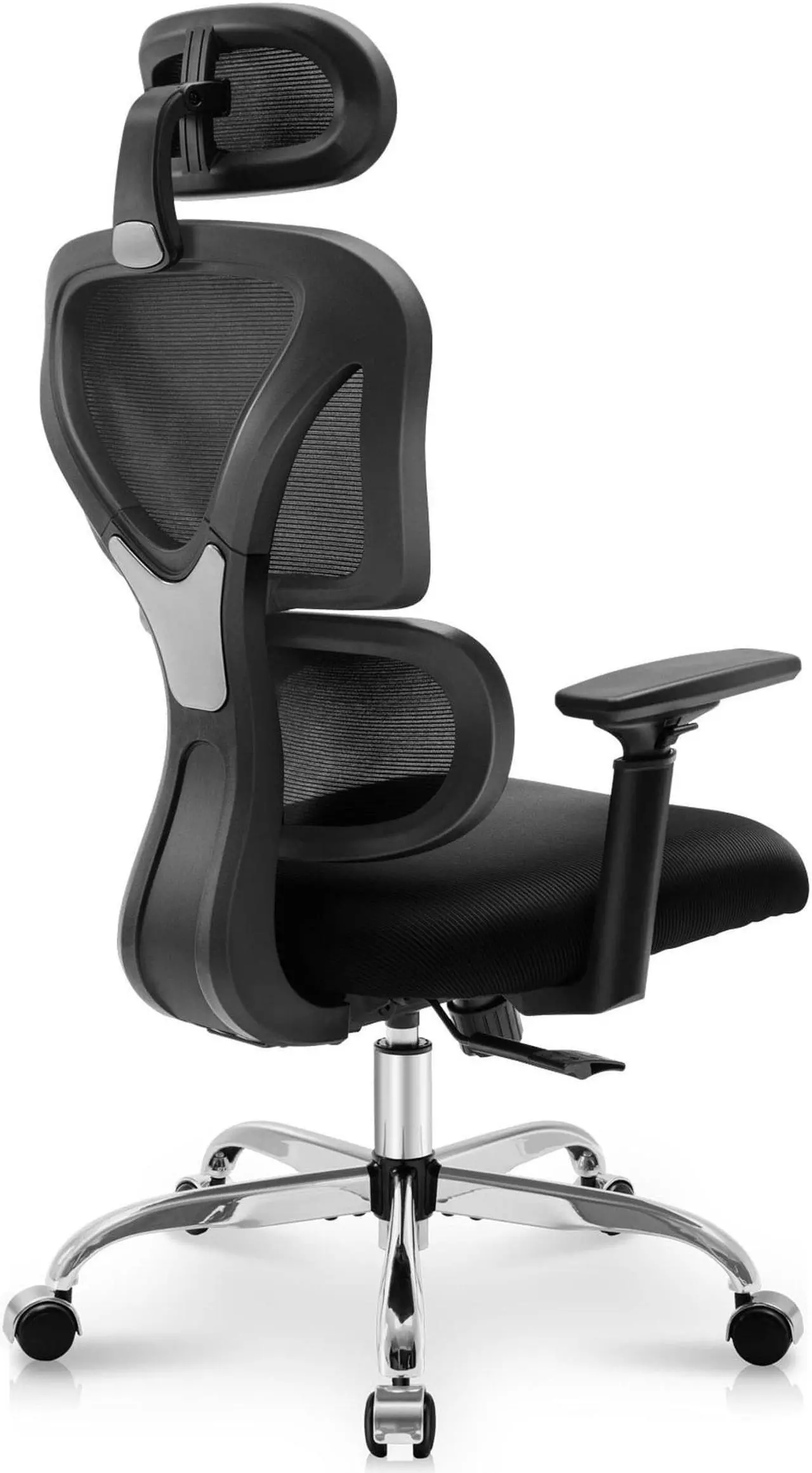 Alt view image 7 of 7 - Primy Ergonomic Office Chair, Ergo 3D Computer Chair Breathable Mesh Desk Chair with Lumbar Support, High Back Gaming Chair with Adjustable Headrest and Armrests for Conference Room (Black/Silver)