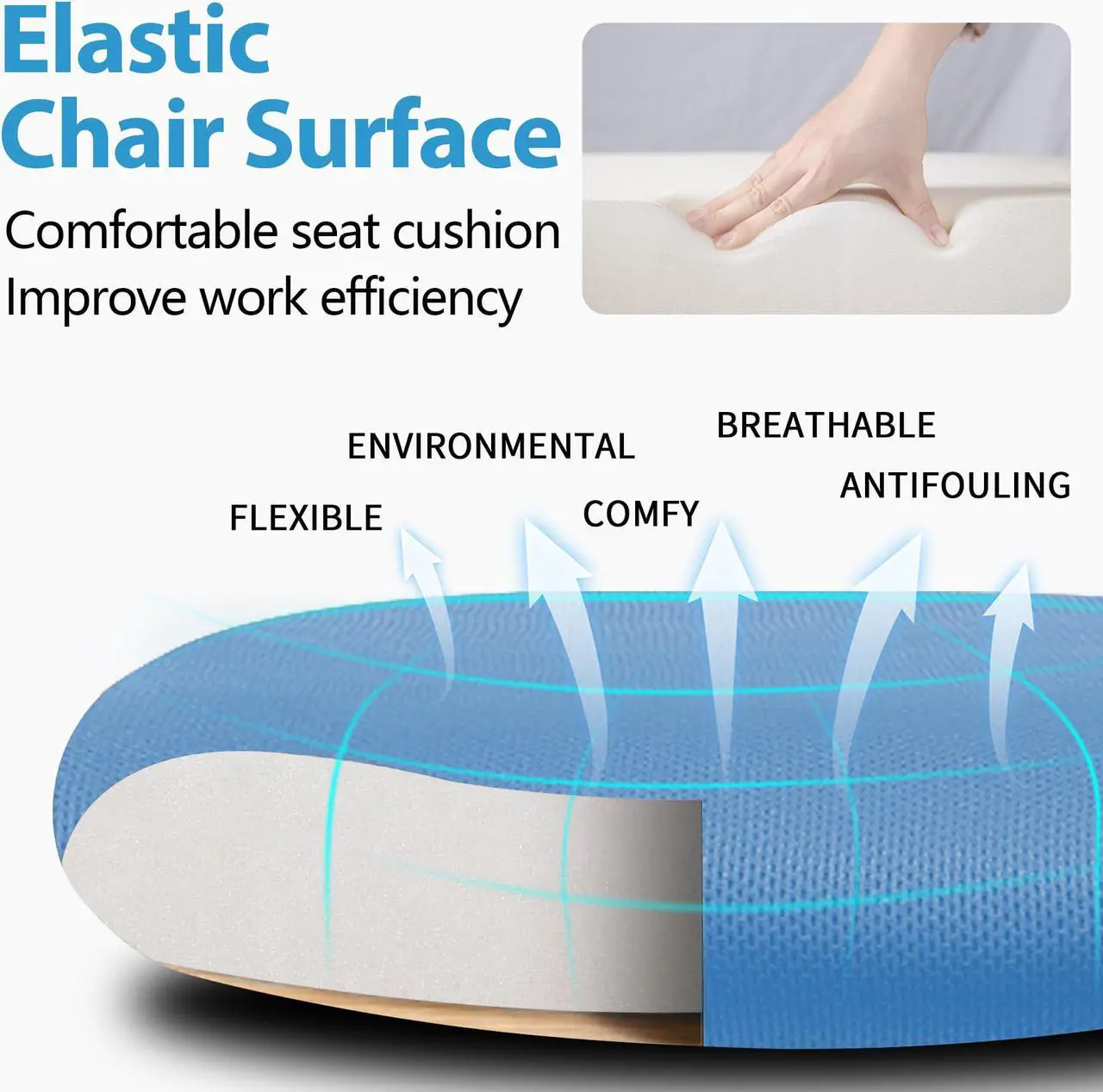 Alt view image 5 of 6 - Primy Office Chair, Ergonomic Desk Chair with Lumbar Support and Height Adjustable Swivel Computer Chair with Flip-up Arms (C-Blue)