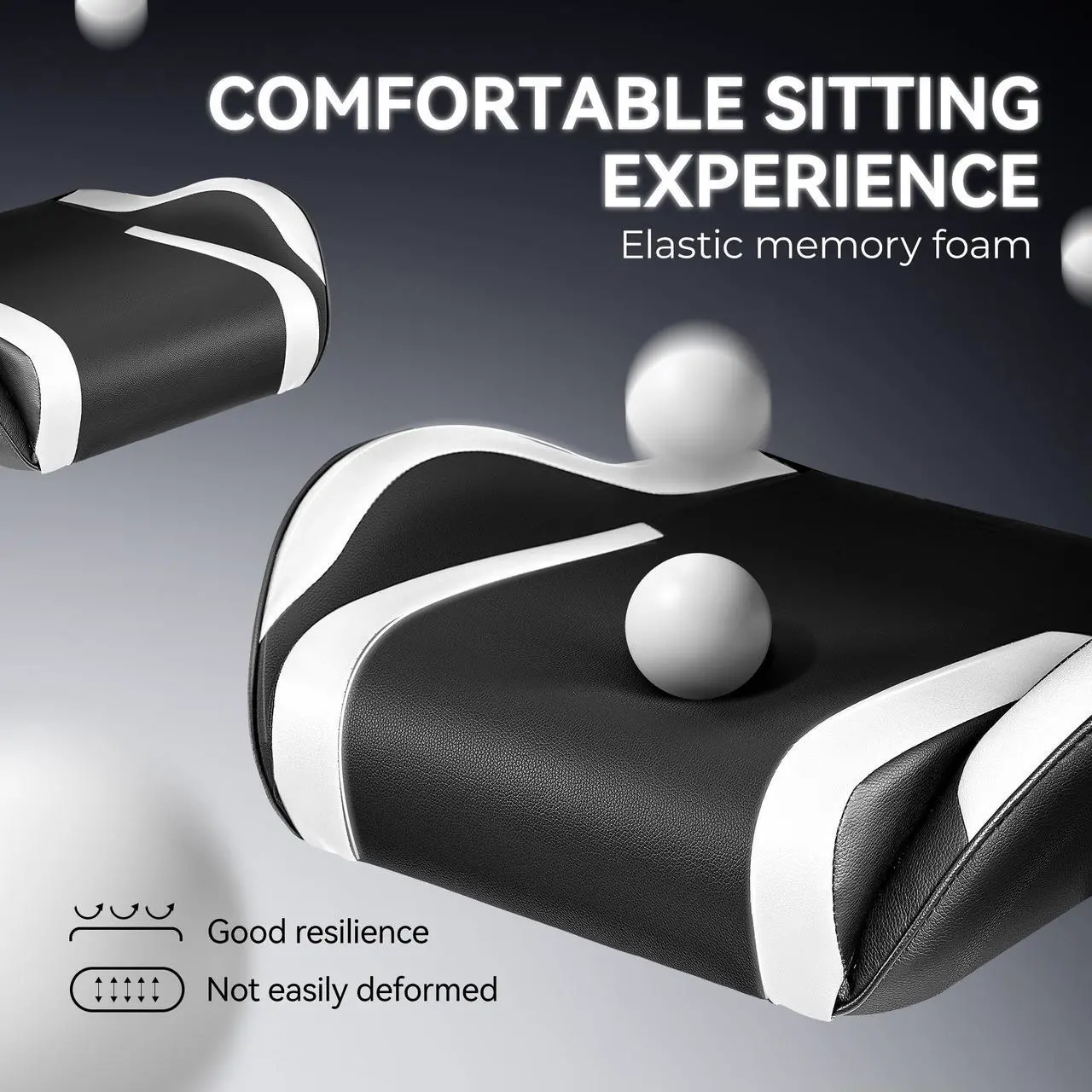 Alt view image 4 of 7 - Primy Ergonomic Gaming Chair, PU Leather Racing Style Game Chair, Adjustable Backrest Swivel Ergonomic Gamer Chair Computer Chair with Lumbar Support, Home Office Chair