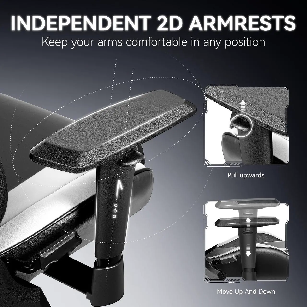 Alt view image 3 of 7 - Primy Ergonomic Gaming Chair, PU Leather Racing Style Game Chair, Adjustable Backrest Swivel Ergonomic Gamer Chair Computer Chair with Lumbar Support, Home Office Chair