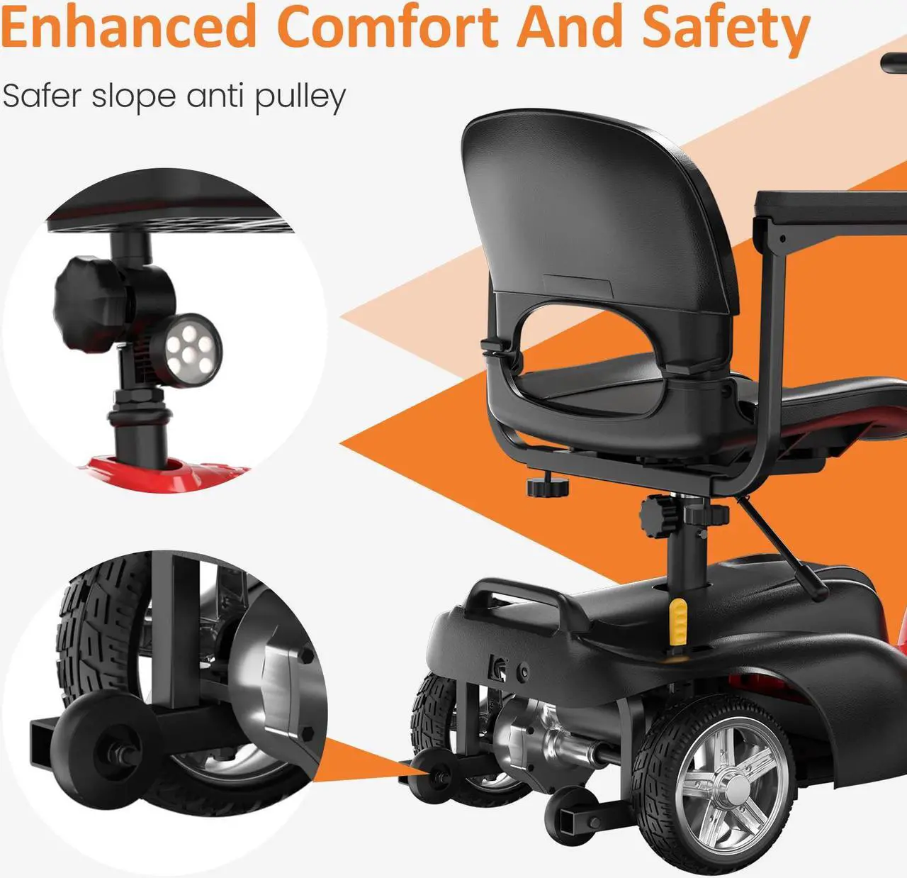 Alt view image 5 of 7 - POWET 4-Wheel All-Terrain Mobility Scooter for Adults & Seniors: 15-Mile Long-Range Capability, Motorized, with Rotating Swivel Seat