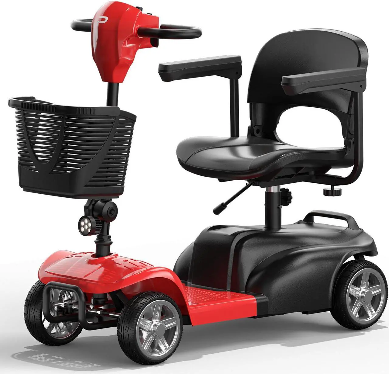 Main image of POWET 4-Wheel All-Terrain Mobility Scooter for Adults & Seniors: 15-Mile Long-Range Capability, Motorized, with Rotating Swivel Seat