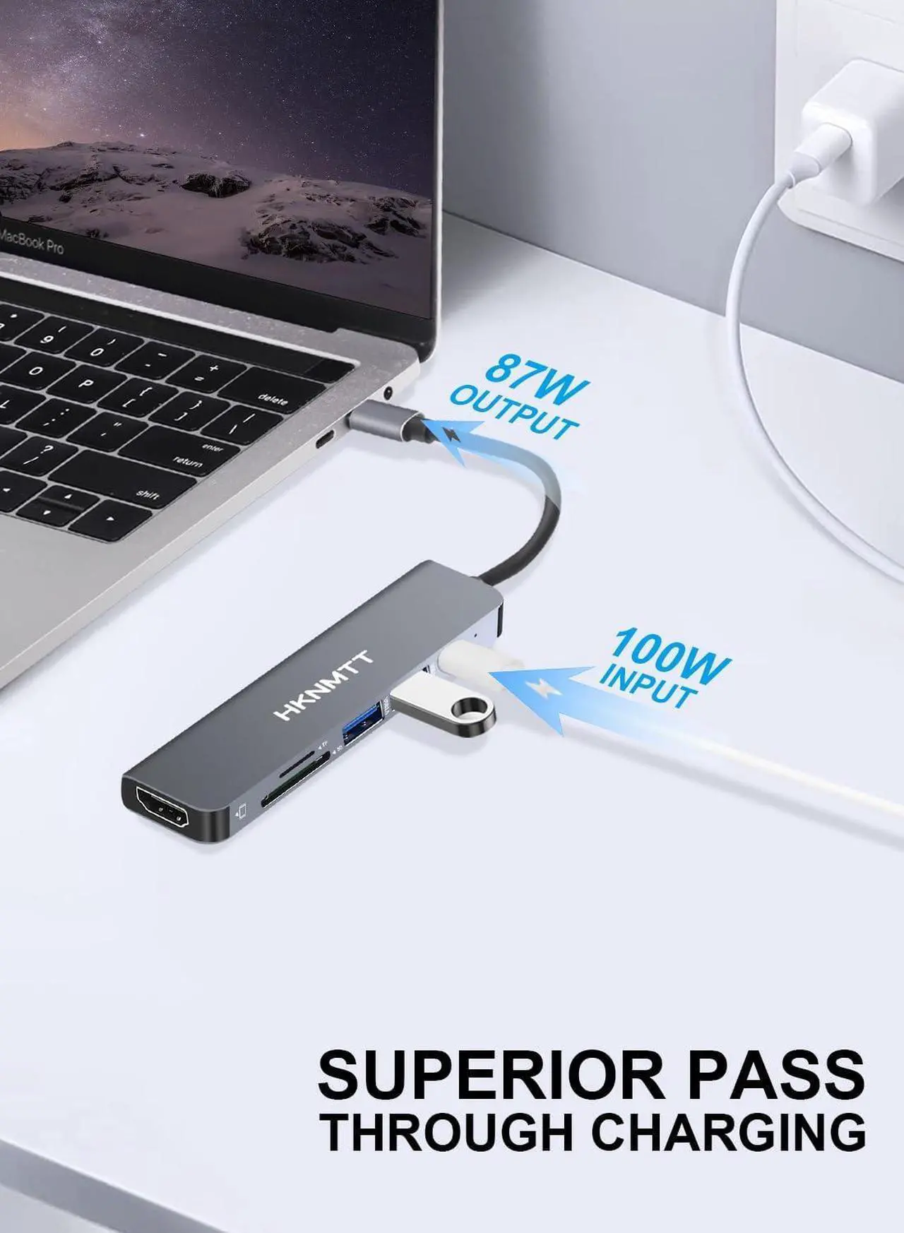 Alt view image 4 of 6 - USB C Hub,USB C Docking Station,USB C Dock,USB C Dongle,USB C Hub Multiport Adapter HDMI Type C Hub and for MacBook Pro, MacBook Air, Laptop