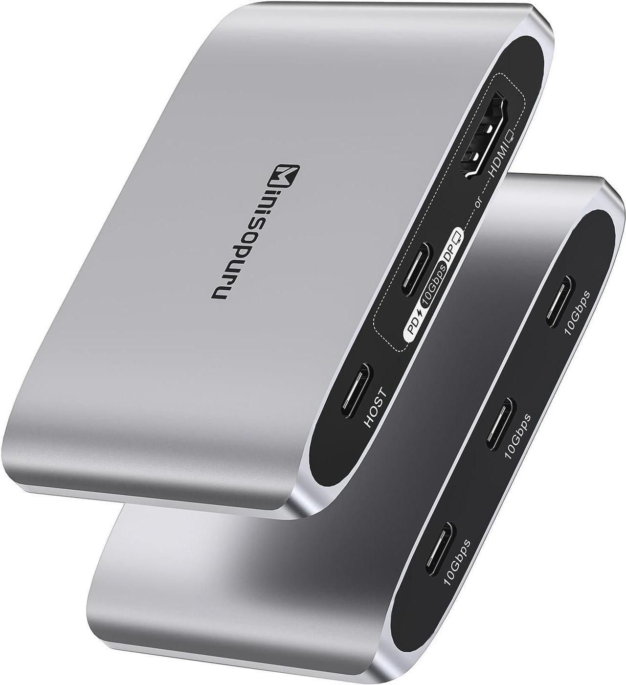 Minisopuru USB C Docking Station for USB C Monitor, 10Gbps USB C hub multiport Adapter with 4K USB C Display Output, 4 Ports USB 3.2, HDMI, 100W PD, Laptop Docking Station for MacBook, iMac, Windows.