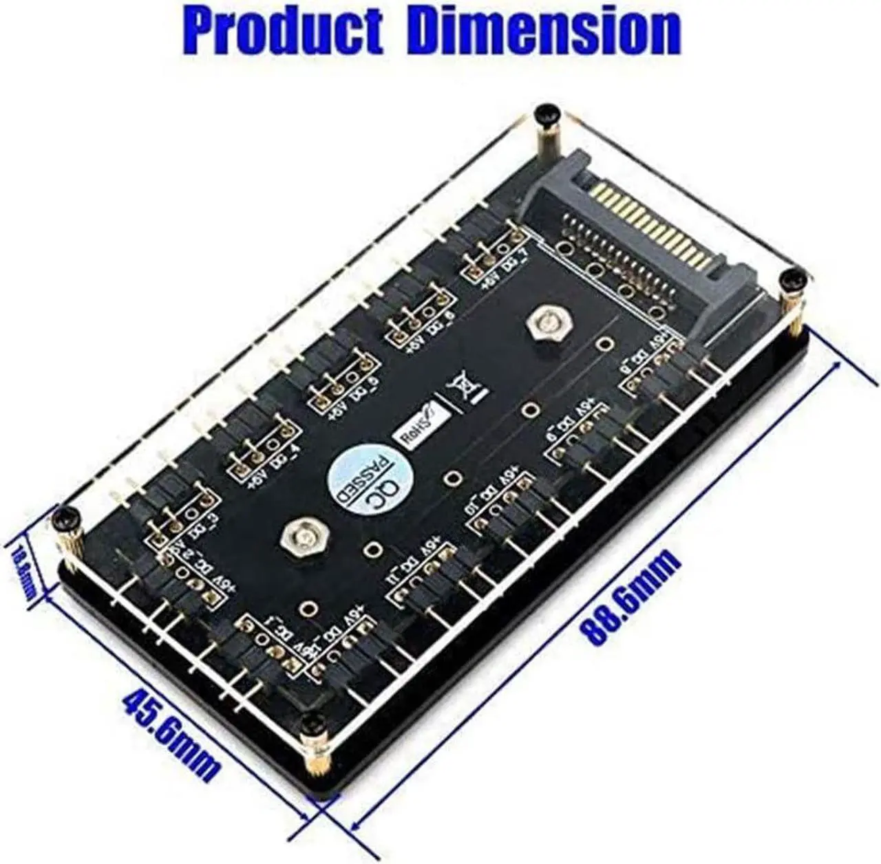 Alt view image 2 of 4 - 12 Way 5V RGB LED Splitter Hub with PMMA Case and Magnetic Standoff for ASUS/MSI 5V 3Pin LED Controller with PMMA Case and Magnetic Standoff for ASUS/MSI 5V 3Pin LED Controller