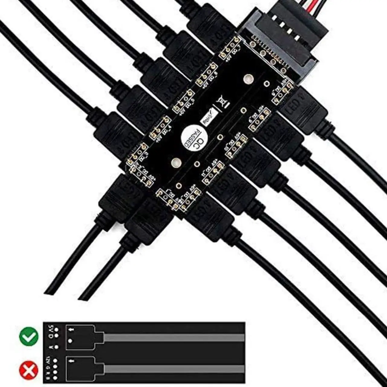 Alt view image 3 of 4 - 12 Way 5V RGB LED Splitter Hub with PMMA Case and Magnetic Standoff for ASUS/MSI 5V 3Pin LED Controller with PMMA Case and Magnetic Standoff for ASUS/MSI 5V 3Pin LED Controller