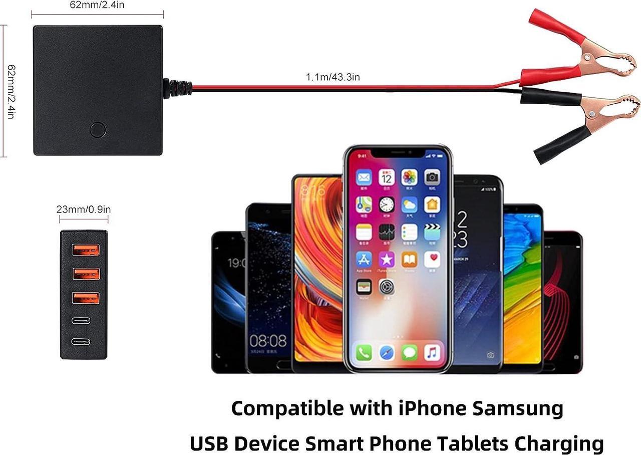 Alt view image 7 of 7 - Bejav 24v 12v to USB 5v Step Down Converter 12v USB Charger Multi Port Adapter Compatible with iPhone Samsung USB Device Smart Phone Tablets Charging