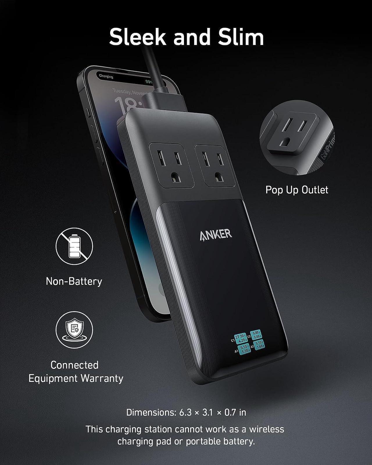 Alt view image 4 of 6 - Prime 6-in-1 USB C Charging Station 140W Compact Power Strip for Work and Travel 5 ft Detachable Extension Cord with 6 Ports for iPhone 15/15 Plus/15 Pro/15 Pro Max(Non-Battery Non-Wireless)