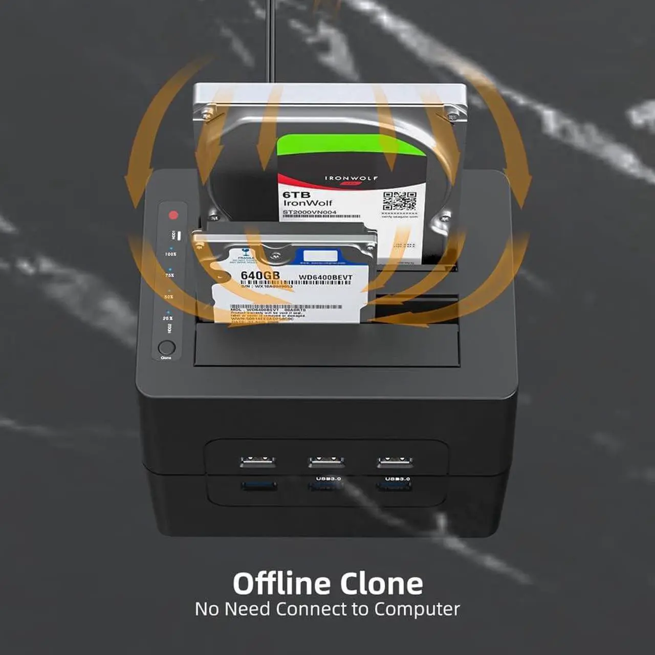 Alt view image 4 of 6 - MAIWO USB 3.0 to SATA External Hard Drive Docking Station Dual Bay for 2.5/3.5" SATA HDD/SSD with UASP, Support Offline Clone Duplicator, HUB Extension, 36TB Capacity, 3X USB3.0 Ports