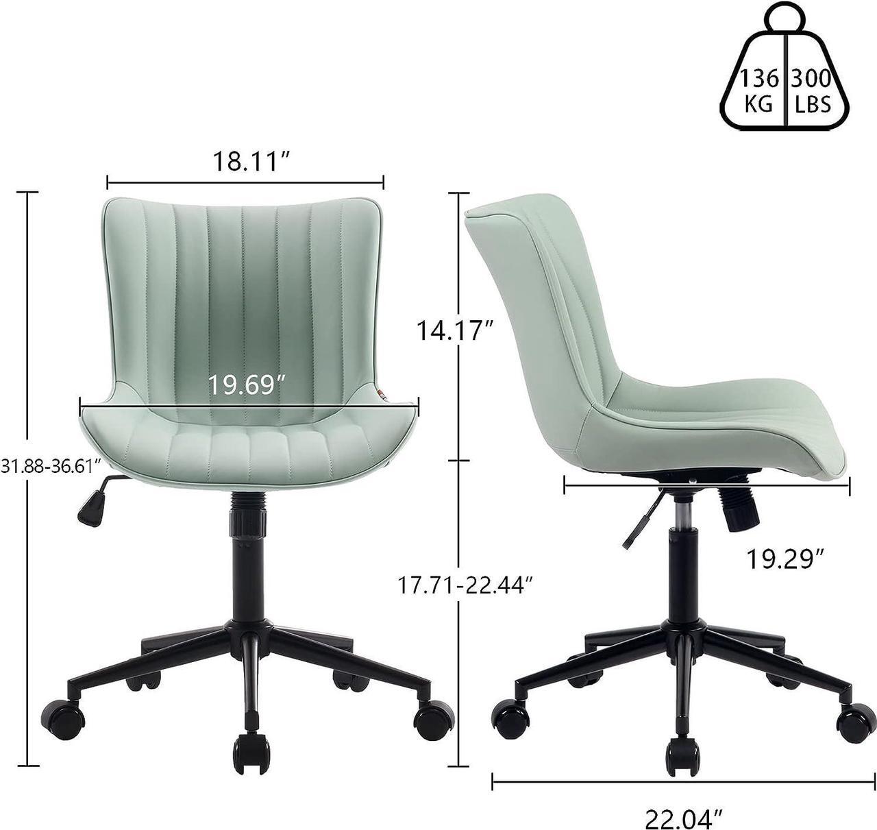 Alt view image 2 of 7 - YOUNIKE Office Chair Swivel Desk Chair Upholstered Faux Leather Height Adjustable with Wheels Computer Task Chair Modern Rolling Armless Ergonomic High Back, Mint Green, Loads 300 lbs