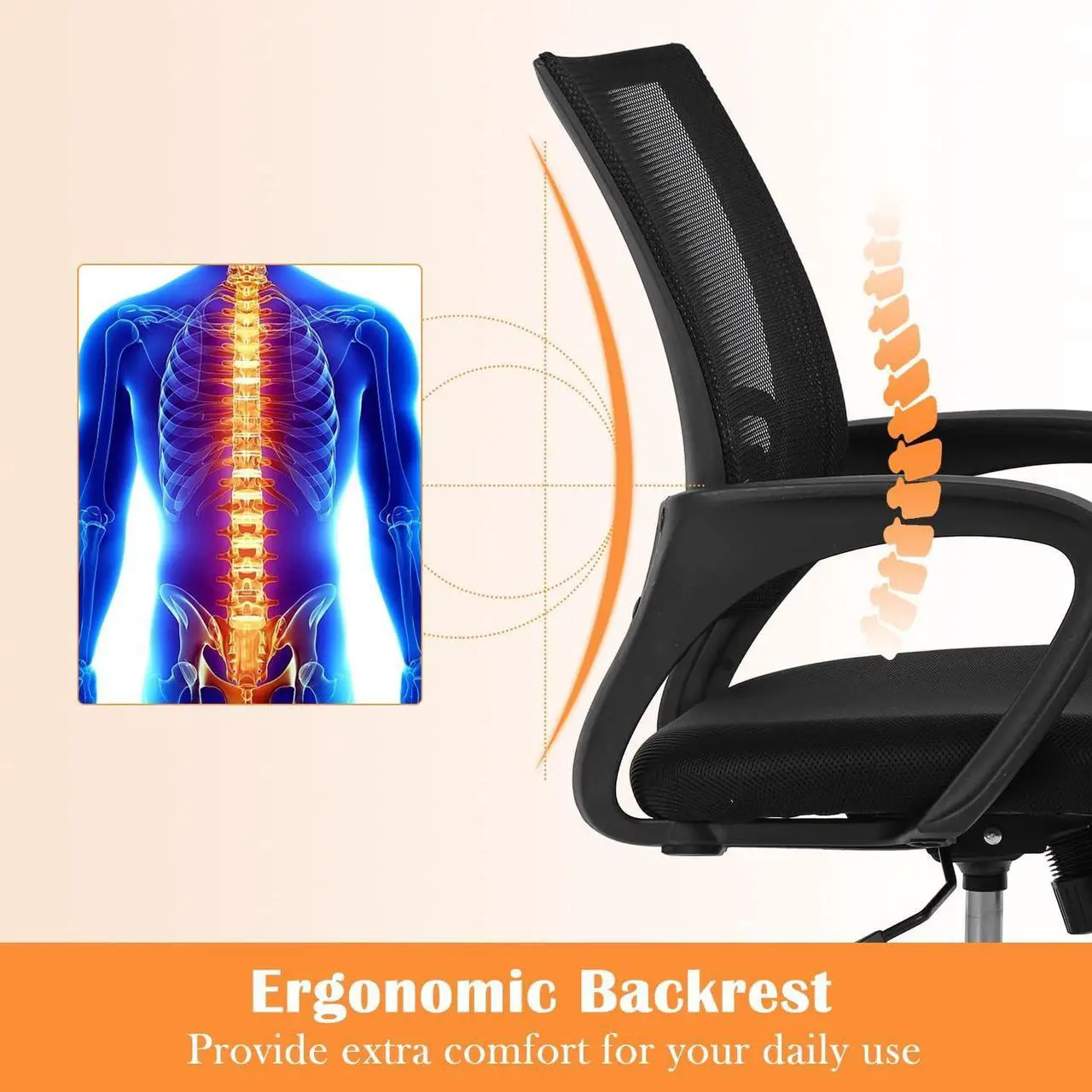 Alt view image 4 of 7 - PIKAQTOP Desk Chair Office Chair for Women, Mesh Task Ergonomic Chair with Thick Cushion Seat, Lumbar Support & Mesh Back,Computer Mesh Executive Adjustable Comfy Chair for Home Office Reading, Black