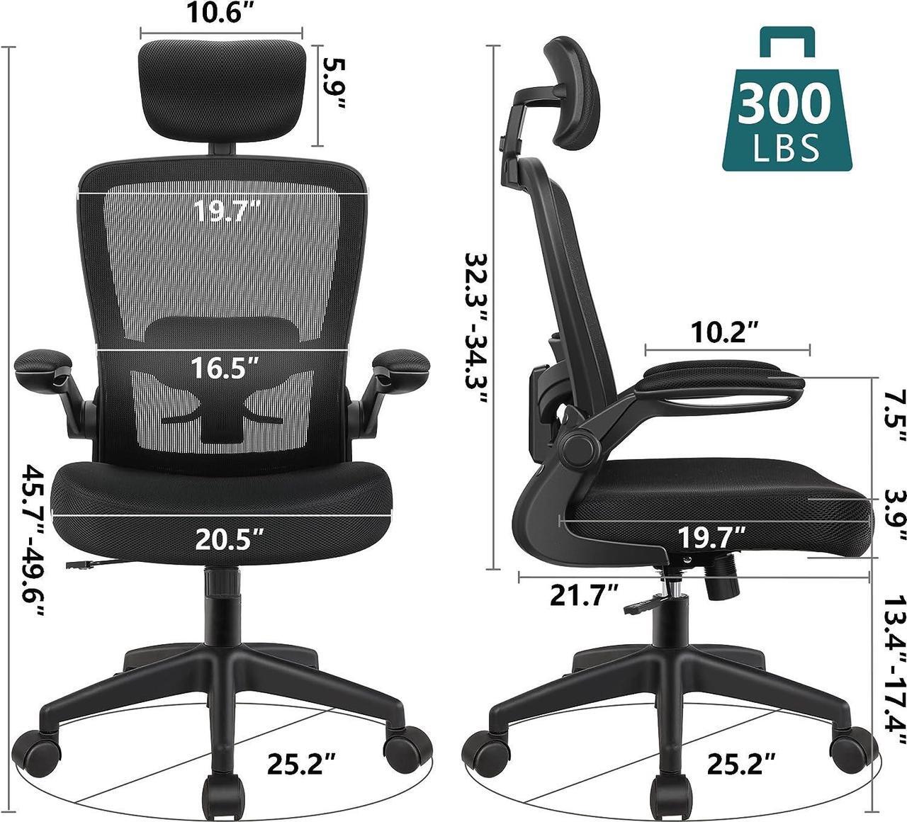 Alt view image 7 of 7 - FelixKing Ergonomic Office Chair, Headrest Desk Chair Office Chair with Adjustable Lumbar Support, Home Office Swivel Task Chair with High Back and Armrest, Adjustable Height Gaming Chair(Black)