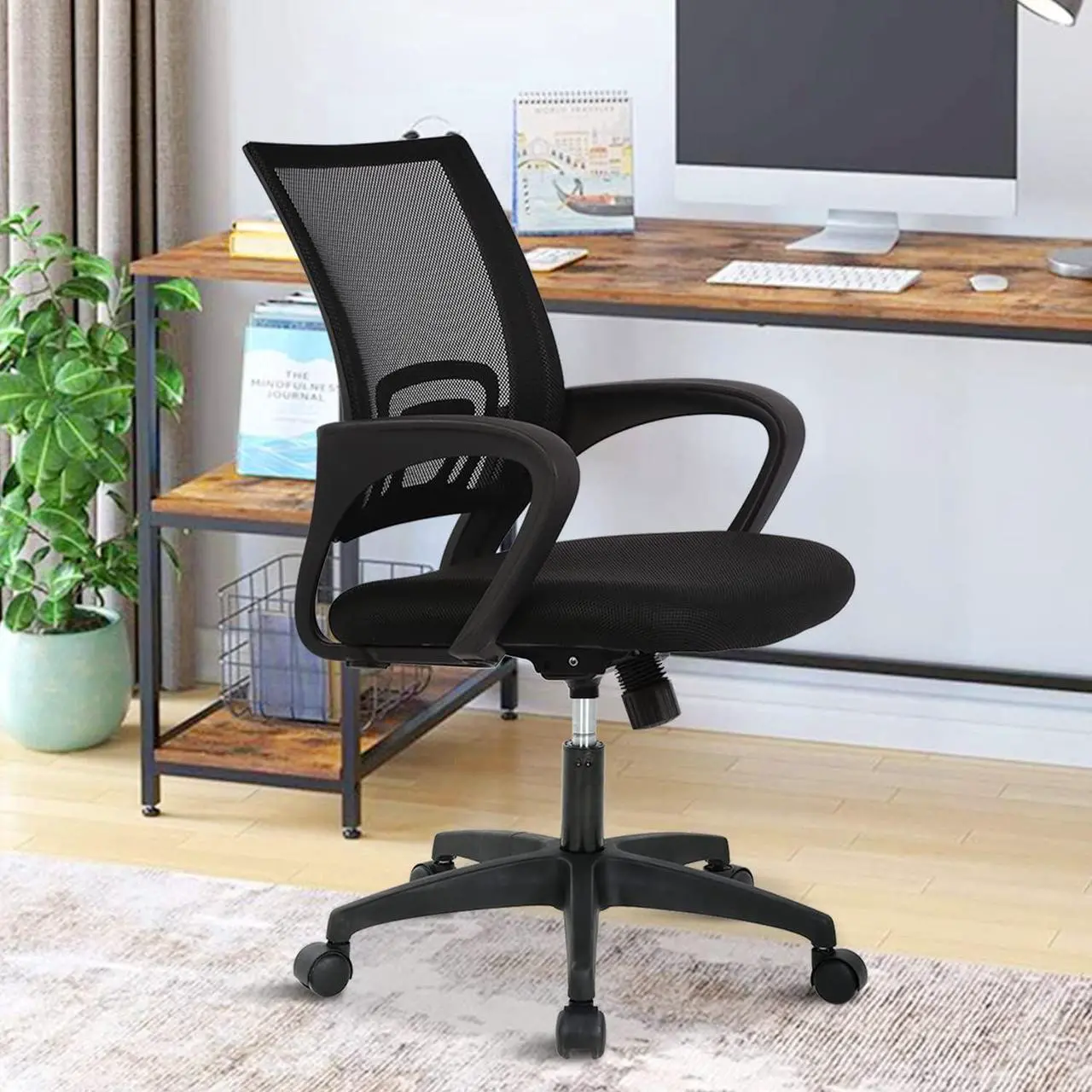 Alt view image 7 of 7 - PIKAQTOP Desk Chair Office Chair for Women, Mesh Task Ergonomic Chair with Thick Cushion Seat, Lumbar Support & Mesh Back,Computer Mesh Executive Adjustable Comfy Chair for Home Office Reading, Black