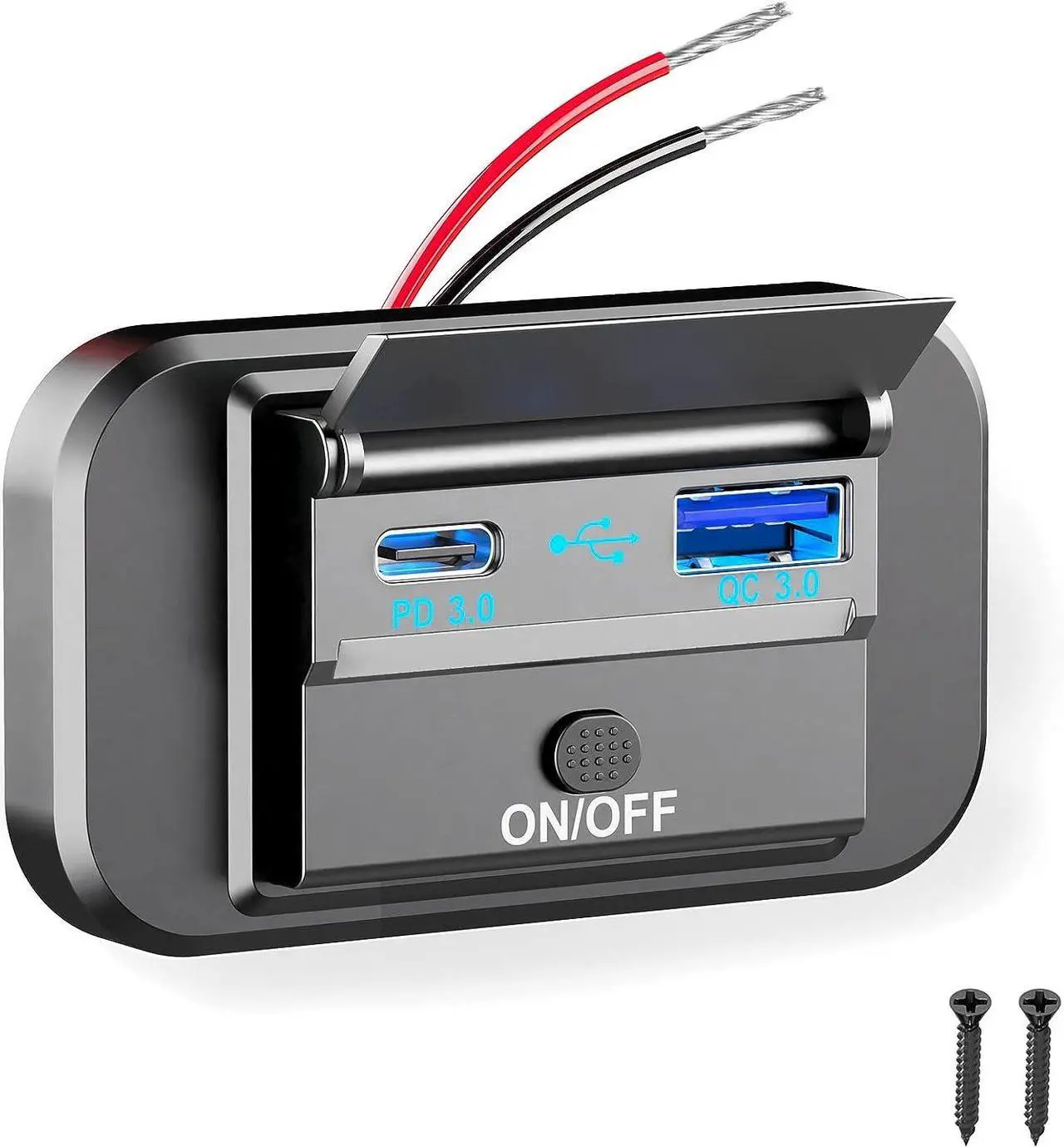 Main image of Dual Quick Charge 3.0 and PD RV USB Outlet 12V Qidoe 12V USB Charger Car USB Port 12 Volt USB Outlet Socket Accessories with Power Switch Waterproof Cover for RV Motorcycle Truck Golf Cart