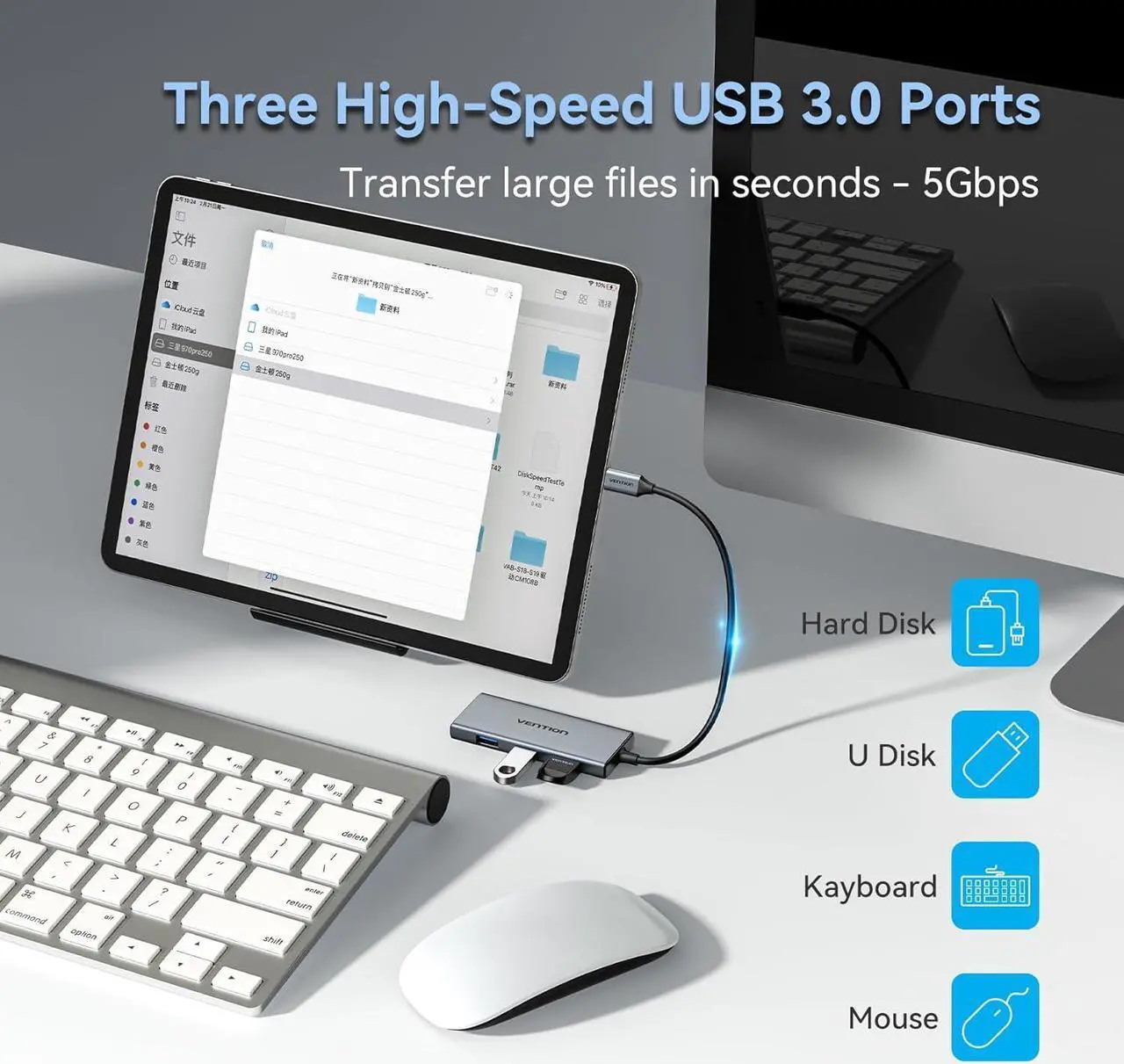 Alt view image 4 of 7 - USB C Hub for MacBook, VENTION USB Type C Hub Multiport Adapter 6 in 1 with 4K HDMI USB 3.0 Data Transfer SD/TF Card Reader, USB C Dongle Compatible with MacBook Pro/Air, iPad Pro, Surface,XPS