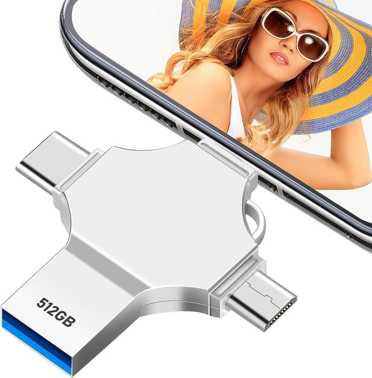 Main image of AOIRHLA USB Flash Drive Photo Stick 512GB - 4 in 1 USB 3.0 High Speed Thumb Drive Memory Stick Portable Jump Drive Storage Device for Smartphone/Computer/Laptop/PC/Android External Data Storage