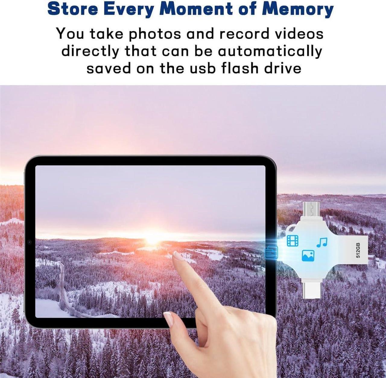 Alt view image 6 of 7 - AOIRHLA USB Flash Drive Photo Stick 512GB - 4 in 1 USB 3.0 High Speed Thumb Drive Memory Stick Portable Jump Drive Storage Device for Smartphone/Computer/Laptop/PC/Android External Data Storage