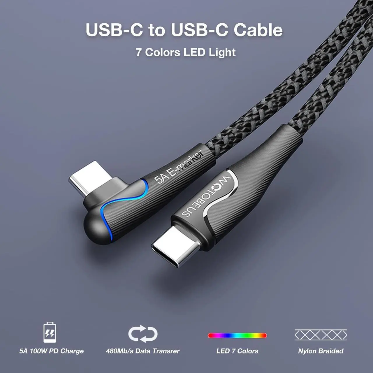 Alt view image 7 of 7 - 240W USB C Charger Station WOTOBEUS 5-Ports (PD 100W PPS45W+30W QC3.0) Type C Super Fast Charging Laptop GaN Power Adapter 5A LED Cable AC Cord for iPhone 14 13 12 iPad MacBook Samsung S23/22/21 Pixel