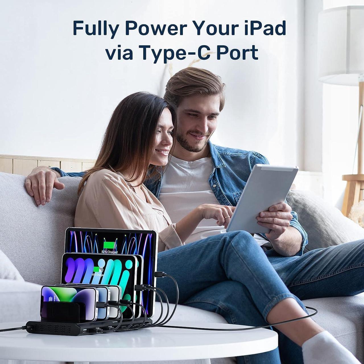 Alt view image 5 of 7 - Unitek Multi USB Charging Station - 10 Ports Fast iPad Charging Dock with Type-C & 2 QC 3.0 Port, Charger Station Organizer for Multiple Devices Designed for iPhone, Kindle, Android, Tablets