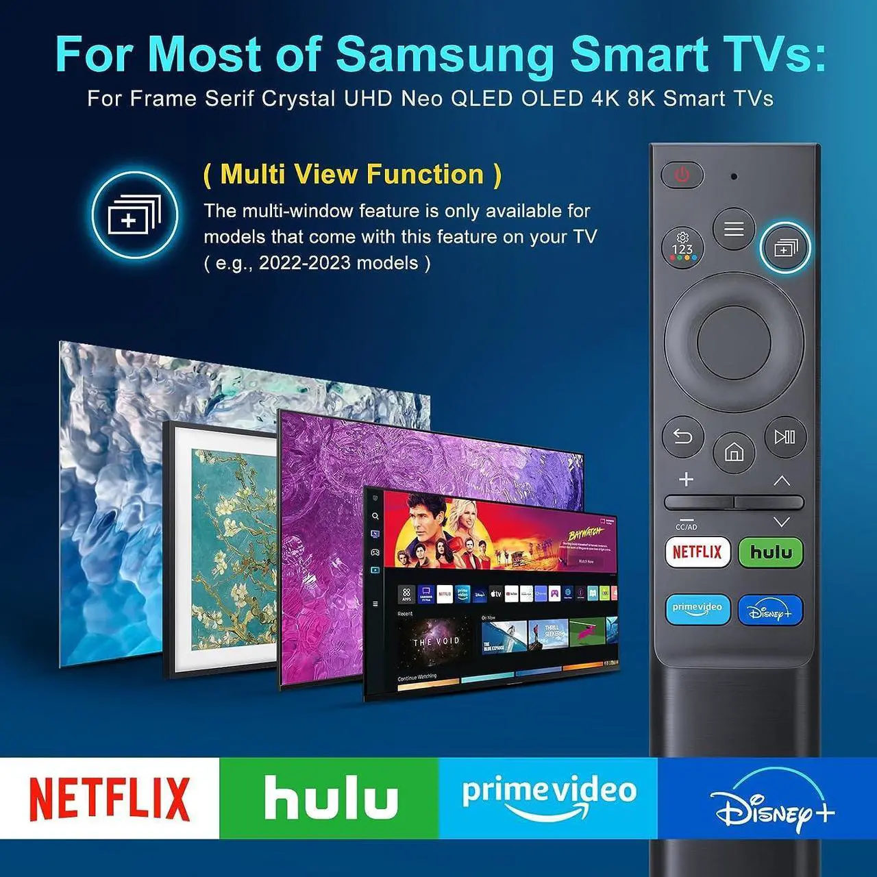 Alt view image 3 of 7 - Universal Replacement Remote for Samsung-TV-Remote, Compatible All Samsung Frame Serif Crystal UHD Neo QLED OLED 4K 8K Smart TVs Monitors G65B G7 G70B G85SB M70B M8 S55BG97