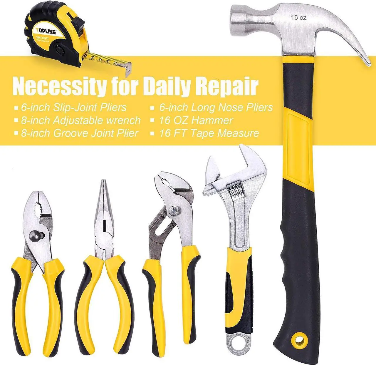 Alt view image 5 of 7 - TOPLINE 467-Piece Household Home Tool Sets for Mechanics, 16-Inch Tool Bag with Heavy Duty Home Tool Kit Included, Tool Sets for Men, Tool Kits for Home General Maintenance, Basic Applications