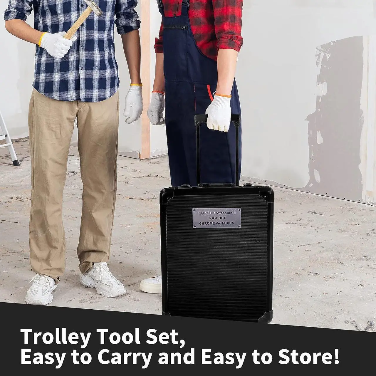Alt view image 6 of 7 - Tool Set with Tool Box, Household Tool Kit, General Home/Auto Repair Tool Set, Storage Case Socket Wrench Sets for Home Maintenance, Perfect for Handyman, Homeowner, Dryer(Black)