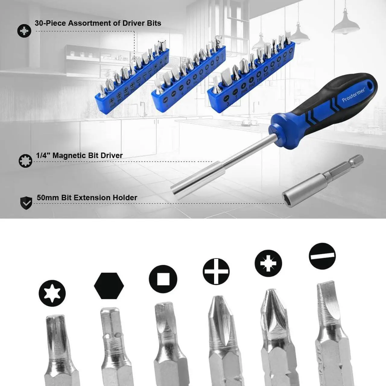 Alt view image 4 of 7 - Prostormer 148-Piece Hand Tool Set, General Home and Auto Repair Tool Kit with Toolbox Storage Case for Mechanical Repair, DIY, Home Maintenance