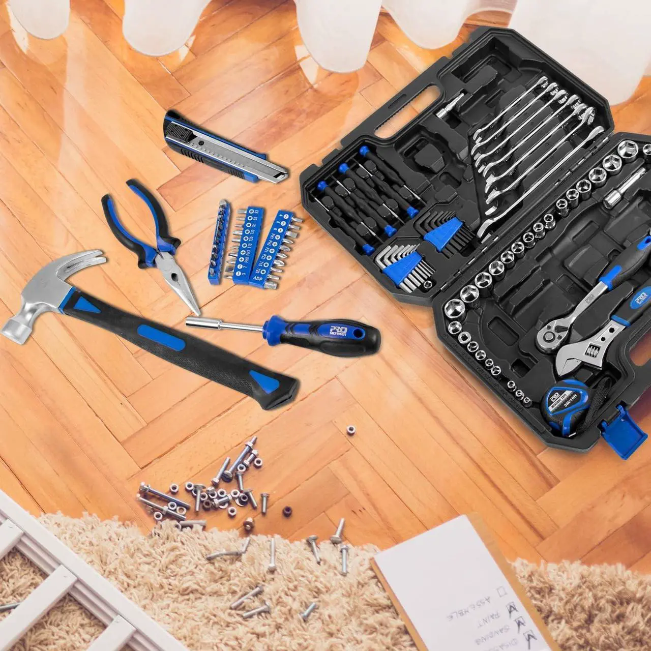 Alt view image 7 of 7 - Prostormer 148-Piece Hand Tool Set, General Home and Auto Repair Tool Kit with Toolbox Storage Case for Mechanical Repair, DIY, Home Maintenance