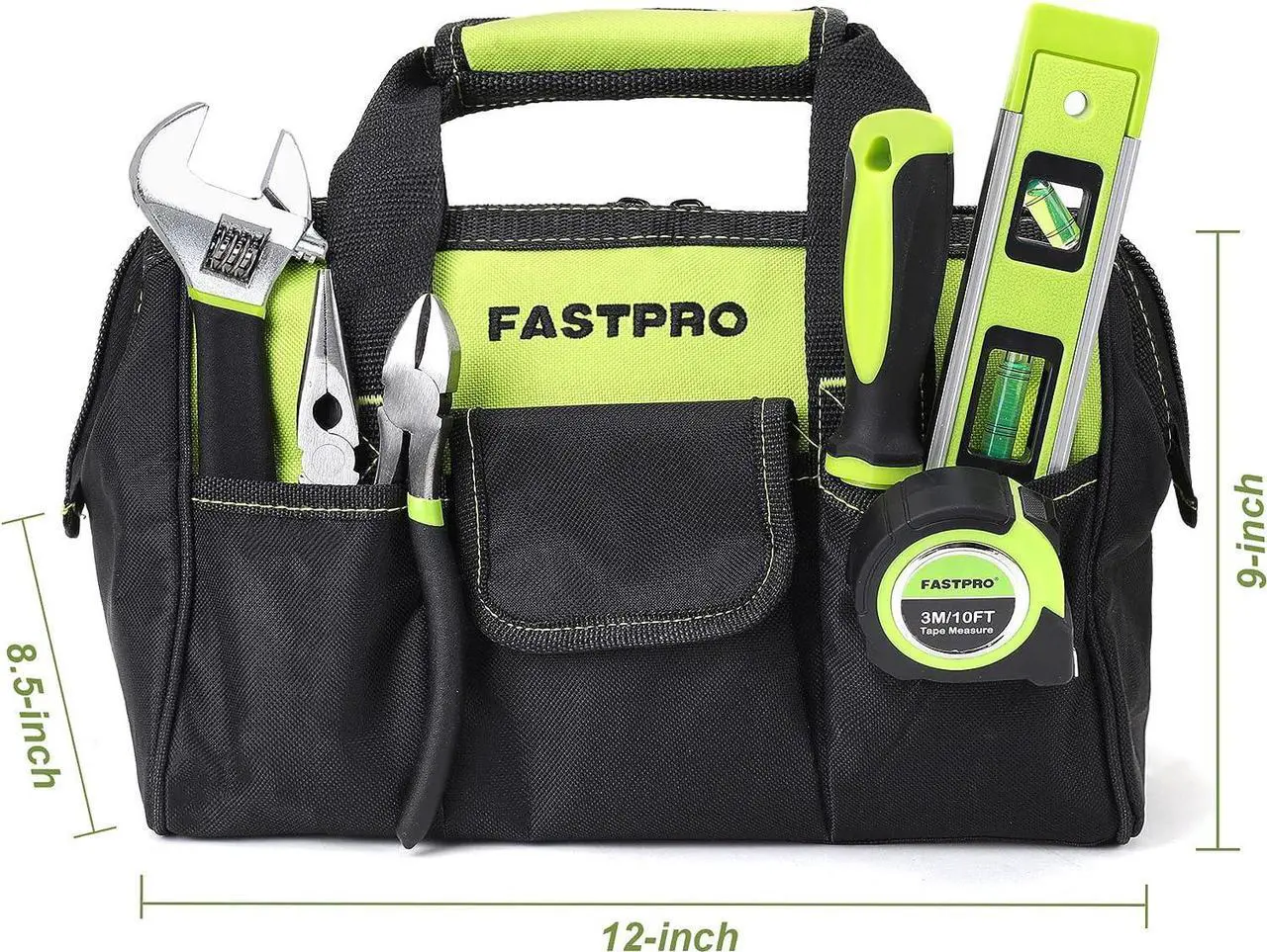 Alt view image 7 of 7 - FASTPRO 236-Piece Home Repairing Tool Set, Mechanics Hand Tool Kit with 12-Inch Wide Mouth Open Storage Bag, Household Tool Set for DIY, Home Maintenance, Green