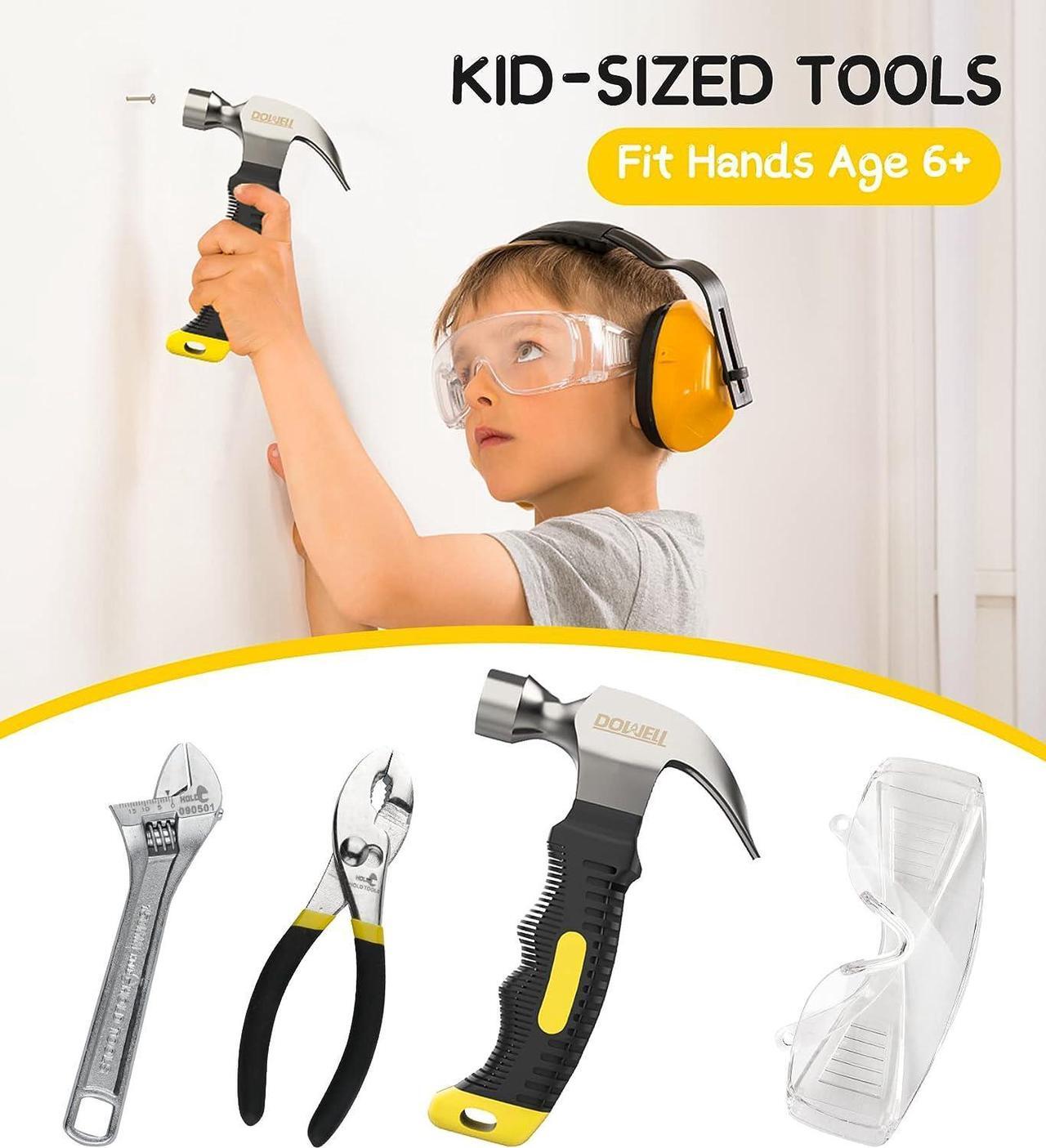 Alt view image 3 of 7 - DOWELL Kids Tool Set with Tool Bag including Real Metal Hand Tools for Boys& Girls, Children&Junior Learning Tool Kit for Home DIY, Age 8+