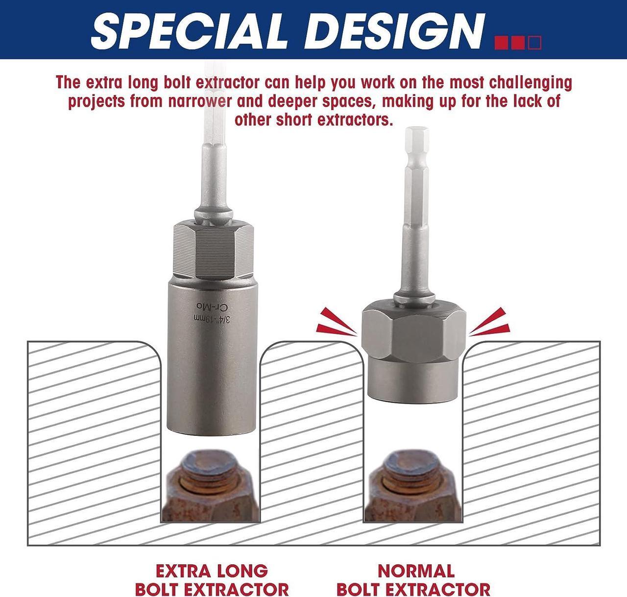 Alt view image 4 of 7 - RIZOM 11-Piece Spiral Type Deep Bolt Extractor Set, Stripped Nut Remover Set, for Removing Spark Plug, Broken Bolts, Studs, Fittings, Threaded Pipes and Pins