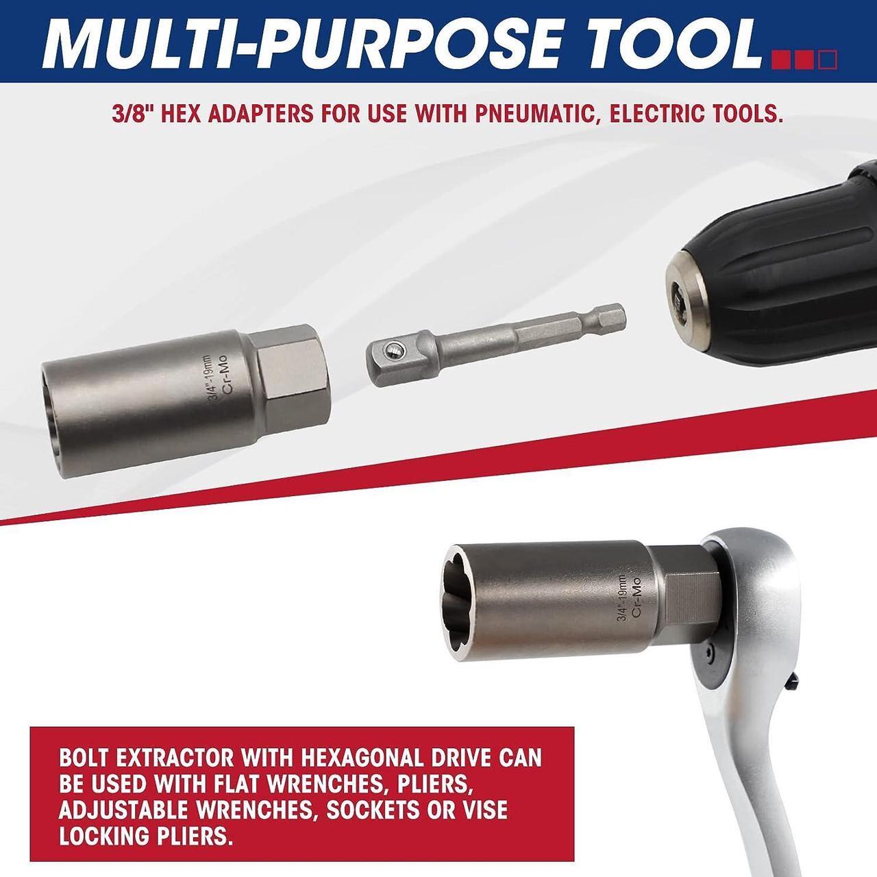 Alt view image 5 of 7 - RIZOM 11-Piece Spiral Type Deep Bolt Extractor Set, Stripped Nut Remover Set, for Removing Spark Plug, Broken Bolts, Studs, Fittings, Threaded Pipes and Pins