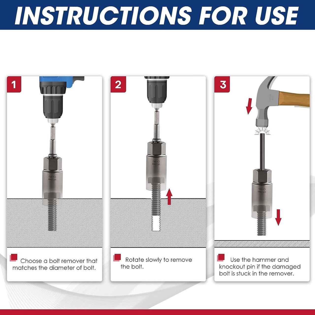 Alt view image 6 of 7 - RIZOM 11-Piece Spiral Type Deep Bolt Extractor Set, Stripped Nut Remover Set, for Removing Spark Plug, Broken Bolts, Studs, Fittings, Threaded Pipes and Pins