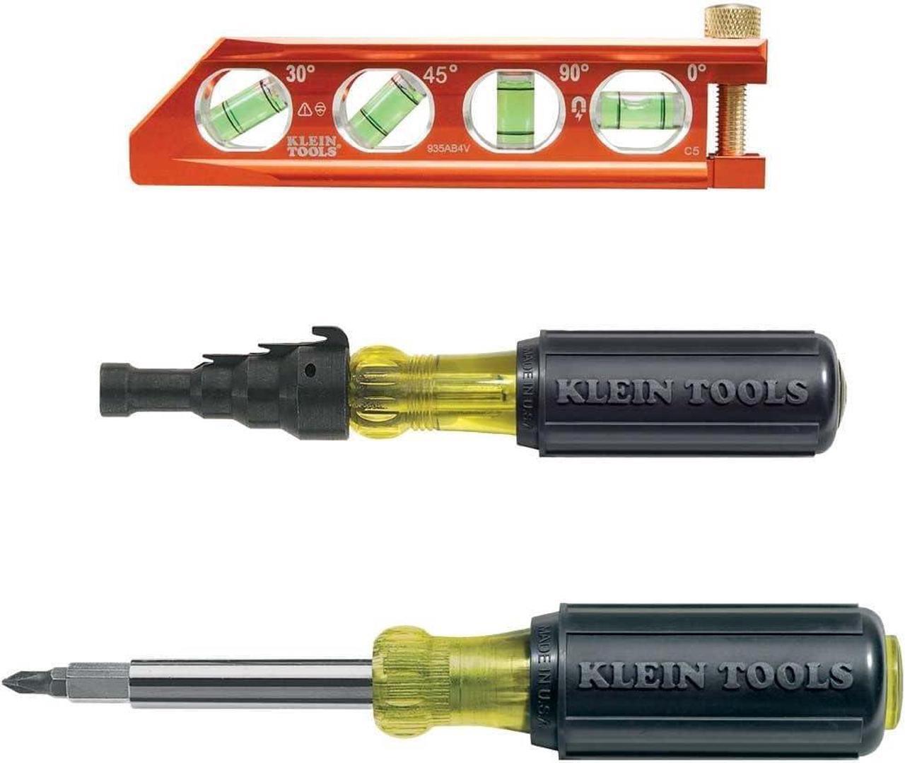 Main image of Klein Tools 80073 Reaming Driver Kit with Conduit Reamer, Conduit-Fitting and Reaming Screwdriver and Magnetic Level, 3-Piece