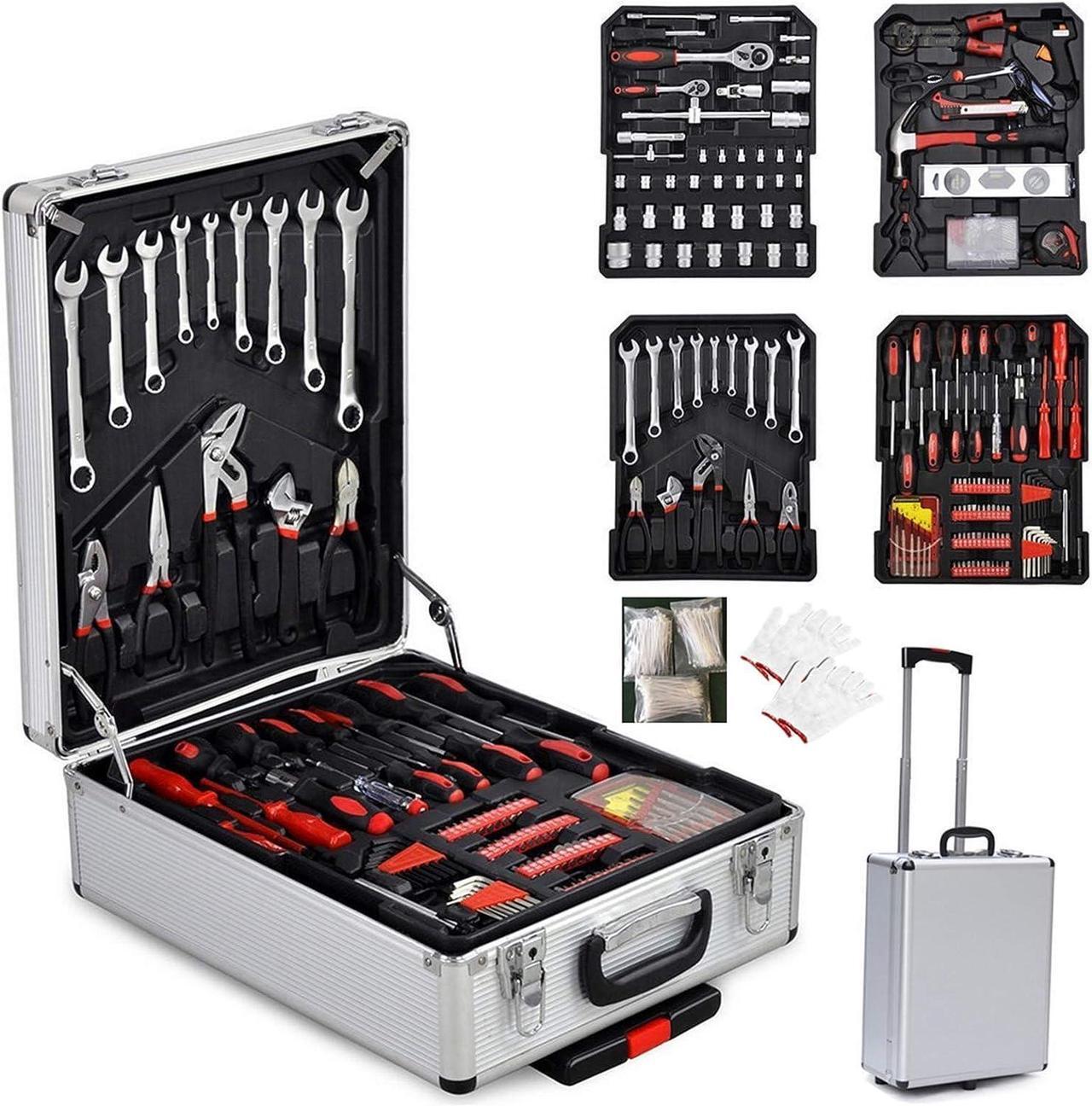 Alt view image 2 of 4 - Winado 799pcs Aluminum Trolley Case Tool Set, Complete Tool Box Set with Rolling Tool Box, Household Hand Tools Kit Portable