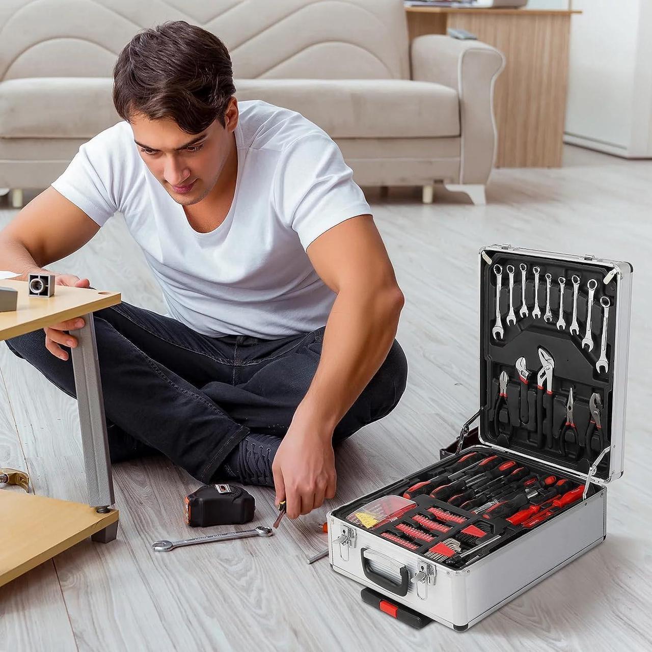 Alt view image 3 of 4 - Winado 799pcs Aluminum Trolley Case Tool Set, Complete Tool Box Set with Rolling Tool Box, Household Hand Tools Kit Portable