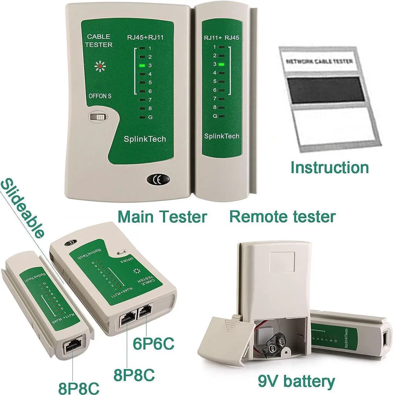 Alt view image 3 of 7 - Hiija Network Tool Kit Professional Network Maintenance LAN Cable Tester, RJ45 Crimper 9 in 1 Repair Tools RJ45 Crimp Tool, 8P8C RJ45 Connectors, Cable Tester, Screwdriver, Stripping Pliers