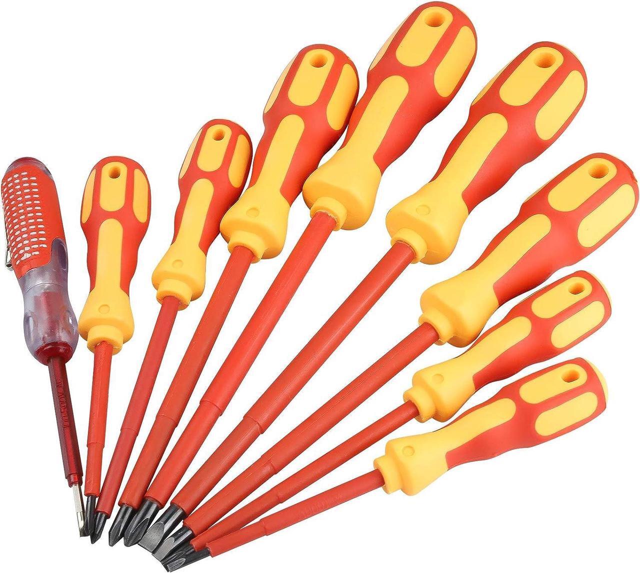 Alt view image 3 of 7 - uoboeuq 9 Piece 1000V Insulated Electrician Screwdrivers Set with Magnetic Tips, Slotted and Phillips Bits Non-Slip Grip, with 1 Test pen Electrical screwdriver set