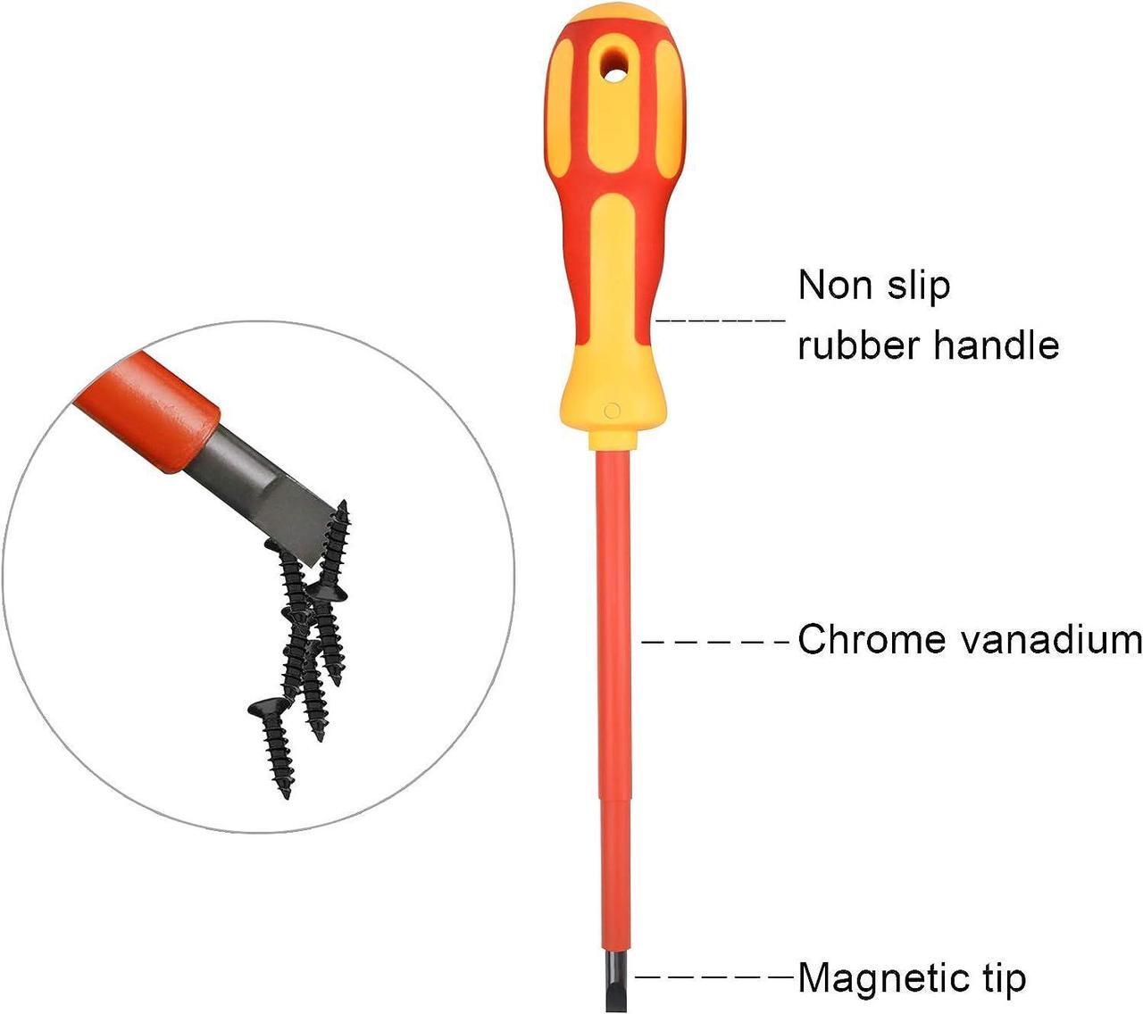 Alt view image 5 of 7 - uoboeuq 9 Piece 1000V Insulated Electrician Screwdrivers Set with Magnetic Tips, Slotted and Phillips Bits Non-Slip Grip, with 1 Test pen Electrical screwdriver set