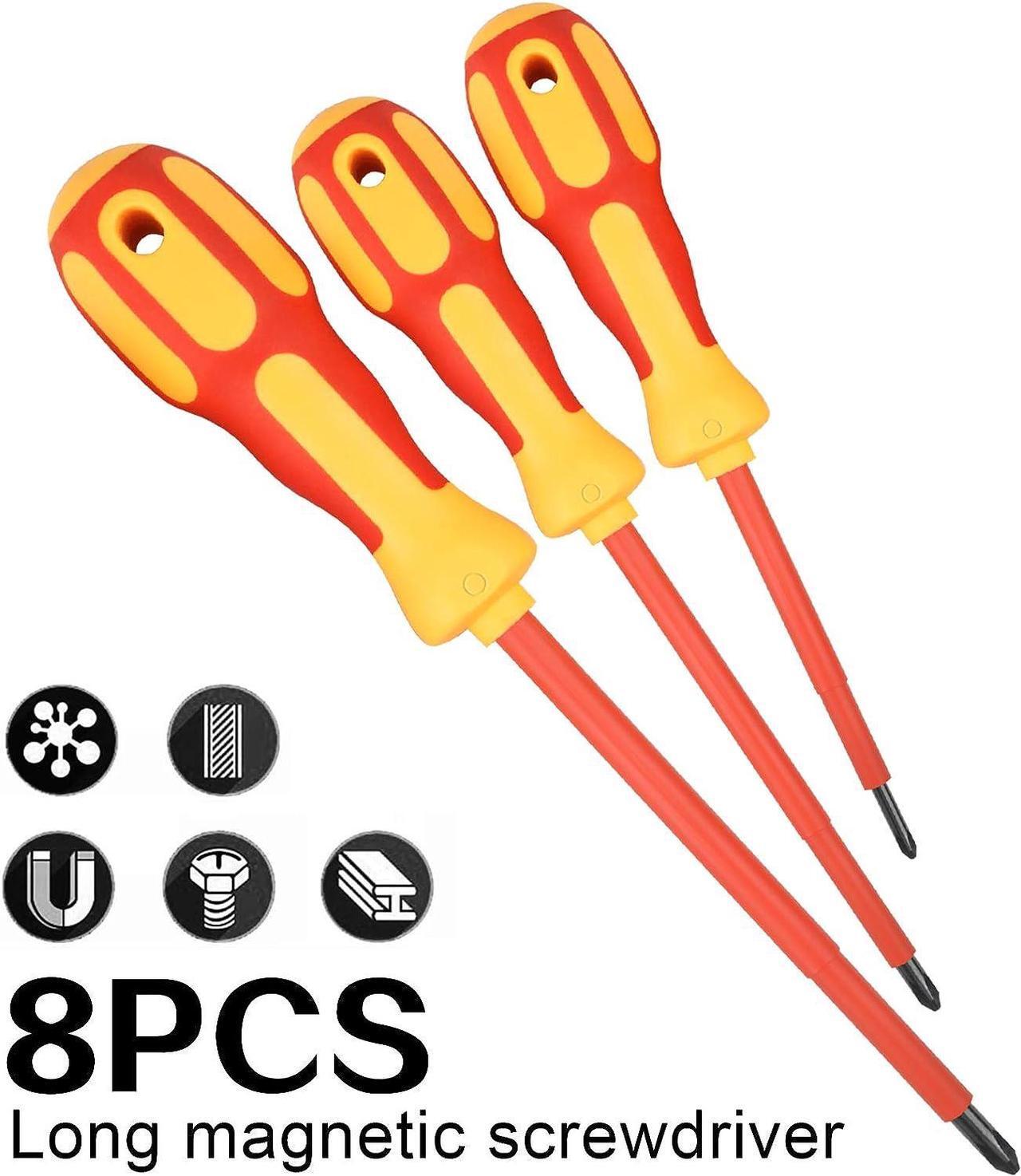 Alt view image 4 of 7 - uoboeuq 9 Piece 1000V Insulated Electrician Screwdrivers Set with Magnetic Tips, Slotted and Phillips Bits Non-Slip Grip, with 1 Test pen Electrical screwdriver set
