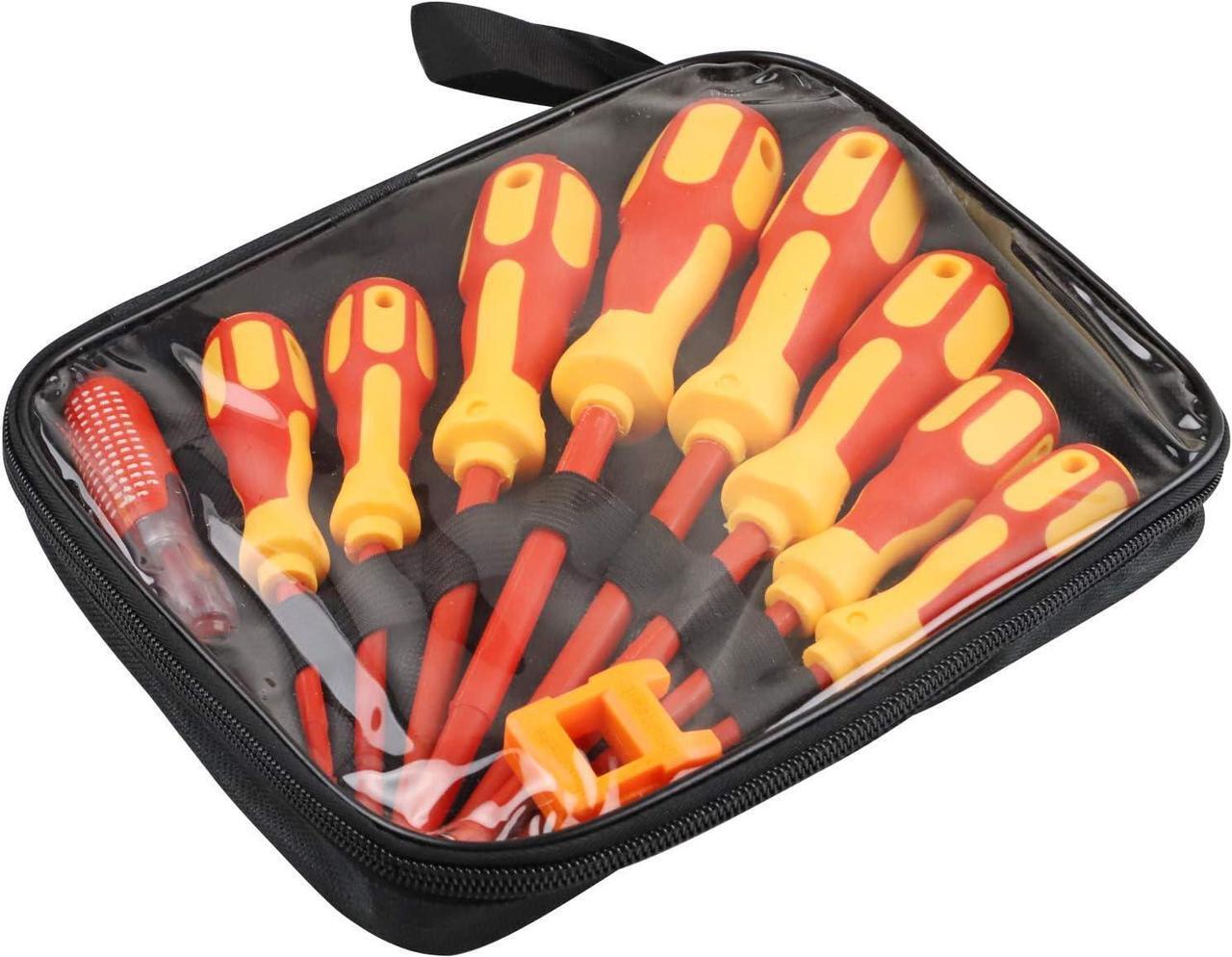 Alt view image 7 of 7 - uoboeuq 9 Piece 1000V Insulated Electrician Screwdrivers Set with Magnetic Tips, Slotted and Phillips Bits Non-Slip Grip, with 1 Test pen Electrical screwdriver set