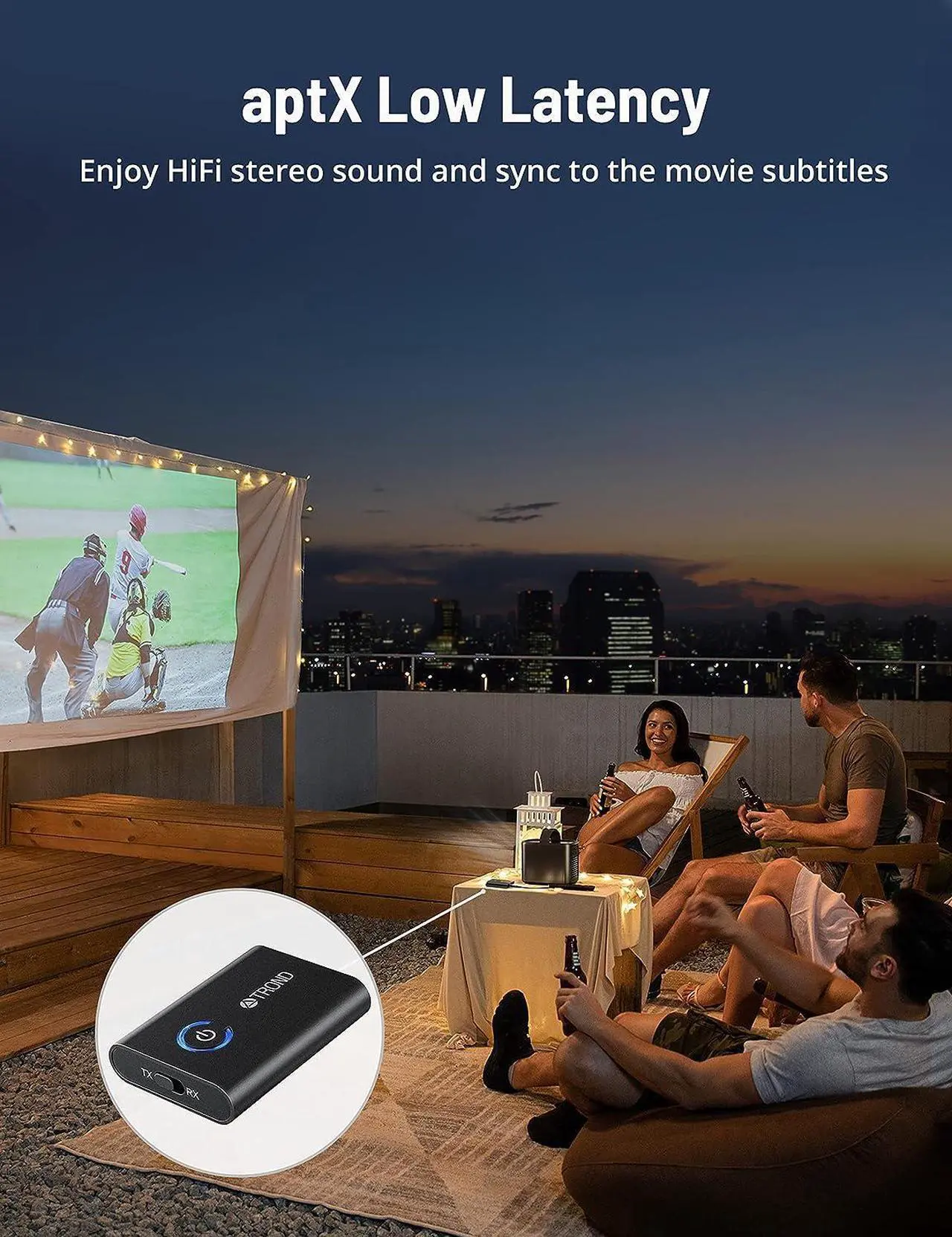 Alt view image 5 of 7 - TROND Bluetooth 5.2 Transmitter Receiver, 2-in-1 Bluetooth Adapter for TV to Airpods or Wireless Headphones, Low Latency, 3.5mm Bluetooth Audio Adapter for Airplane Gym Equipment Home Stereo